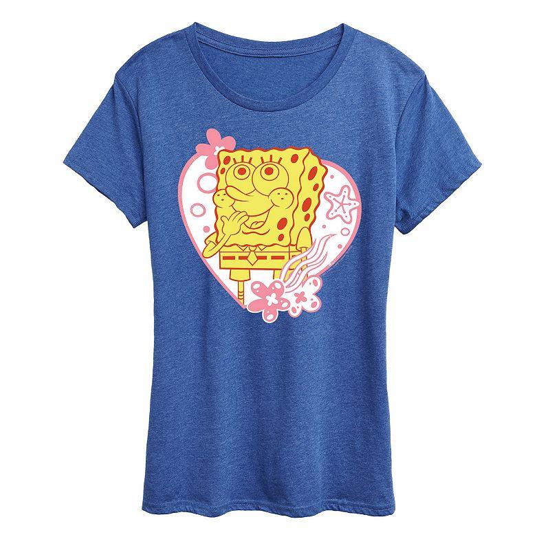 Women's Spongebob Squarepants Heart Graphic Tee,  Product Image