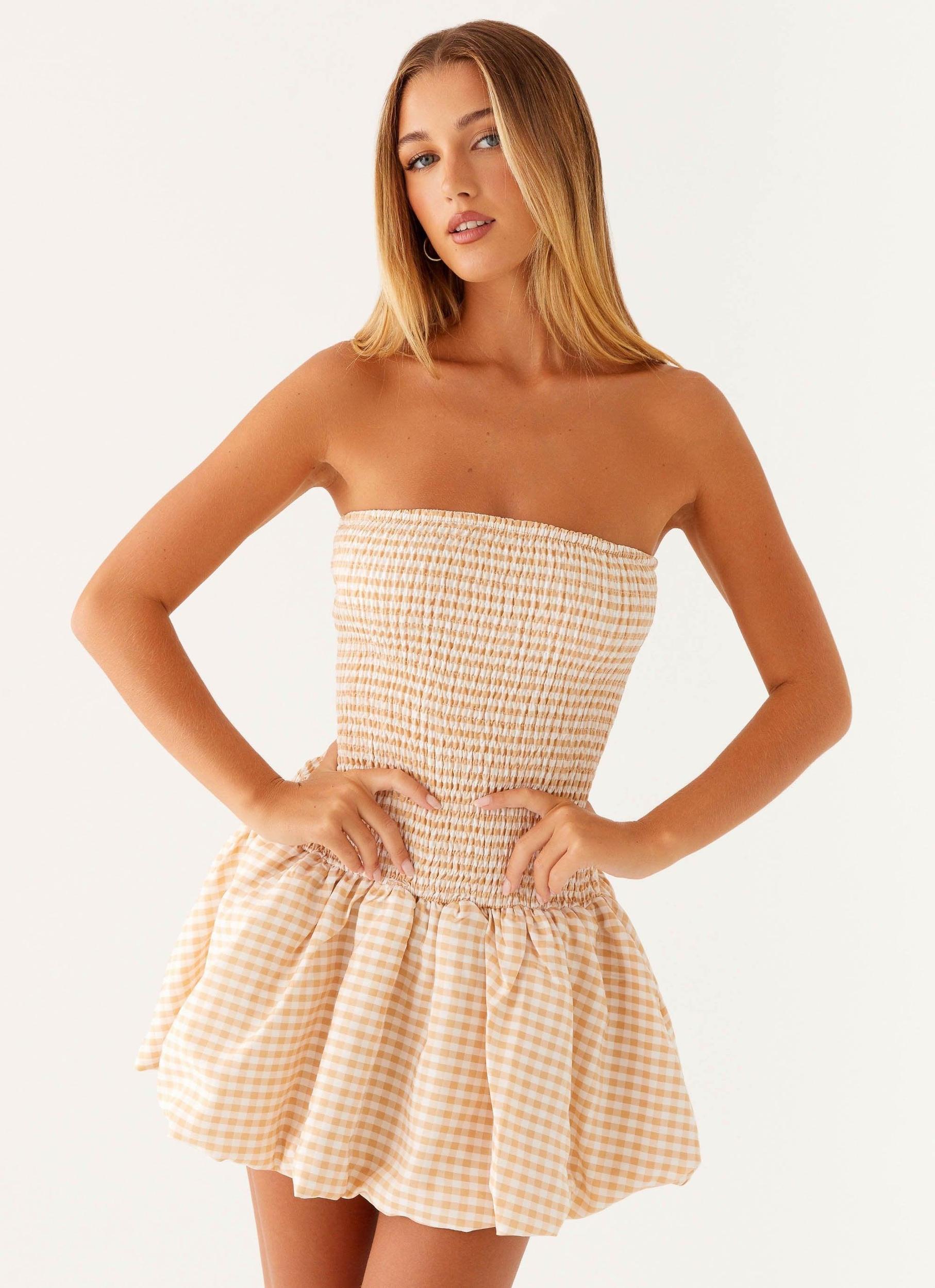 Cassidy Mini Dress - Orange Gingham Product Image
