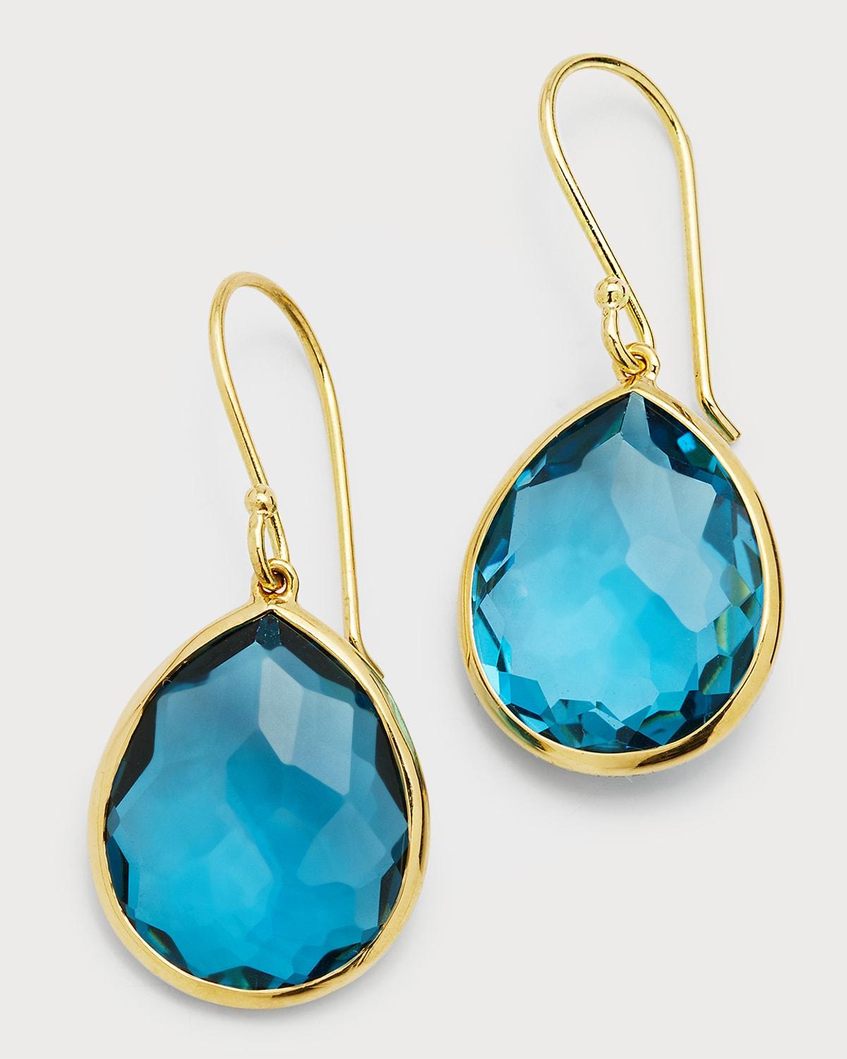 Womens Rock Candy Medium 18K Green Gold & London Blue Topaz Teardrop Earrings Product Image