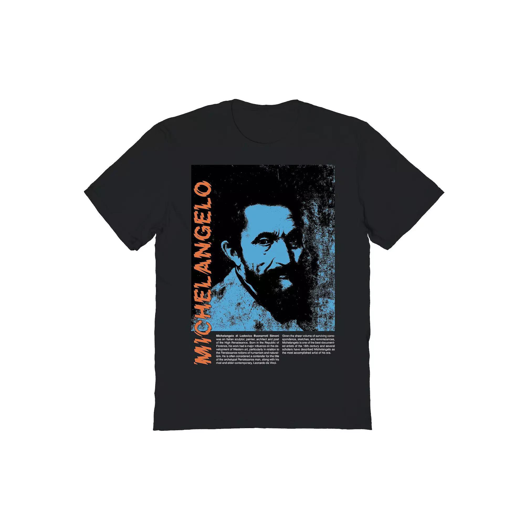 Men's Portrait Of Renaissance Man Michelangelo Fine Art Graphic Tee, Size: XL, Black Product Image