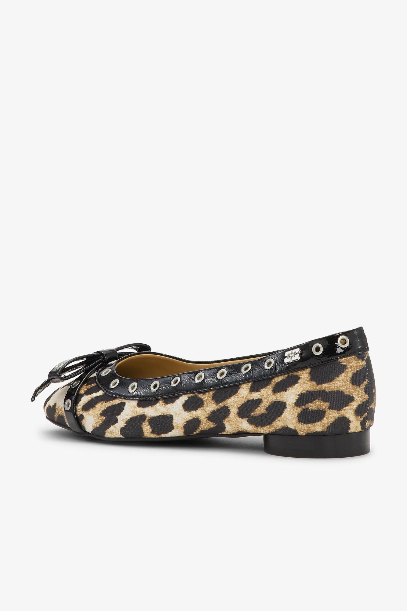 Leopard Eyelet Bow Ballerinas Product Image