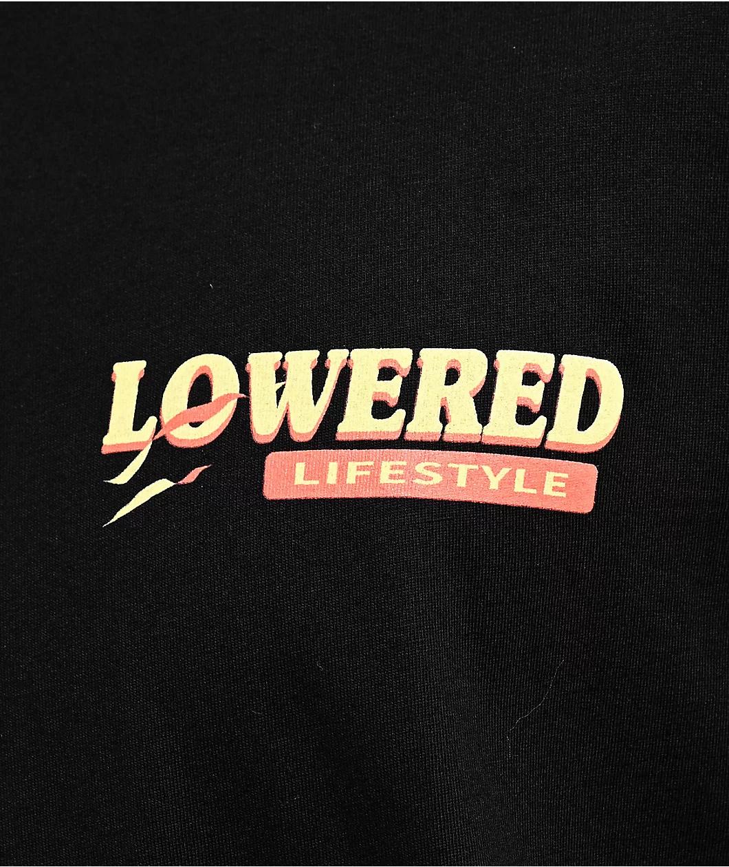 Lowered Lifestyle Retro Fitment Black T-Shirt Product Image