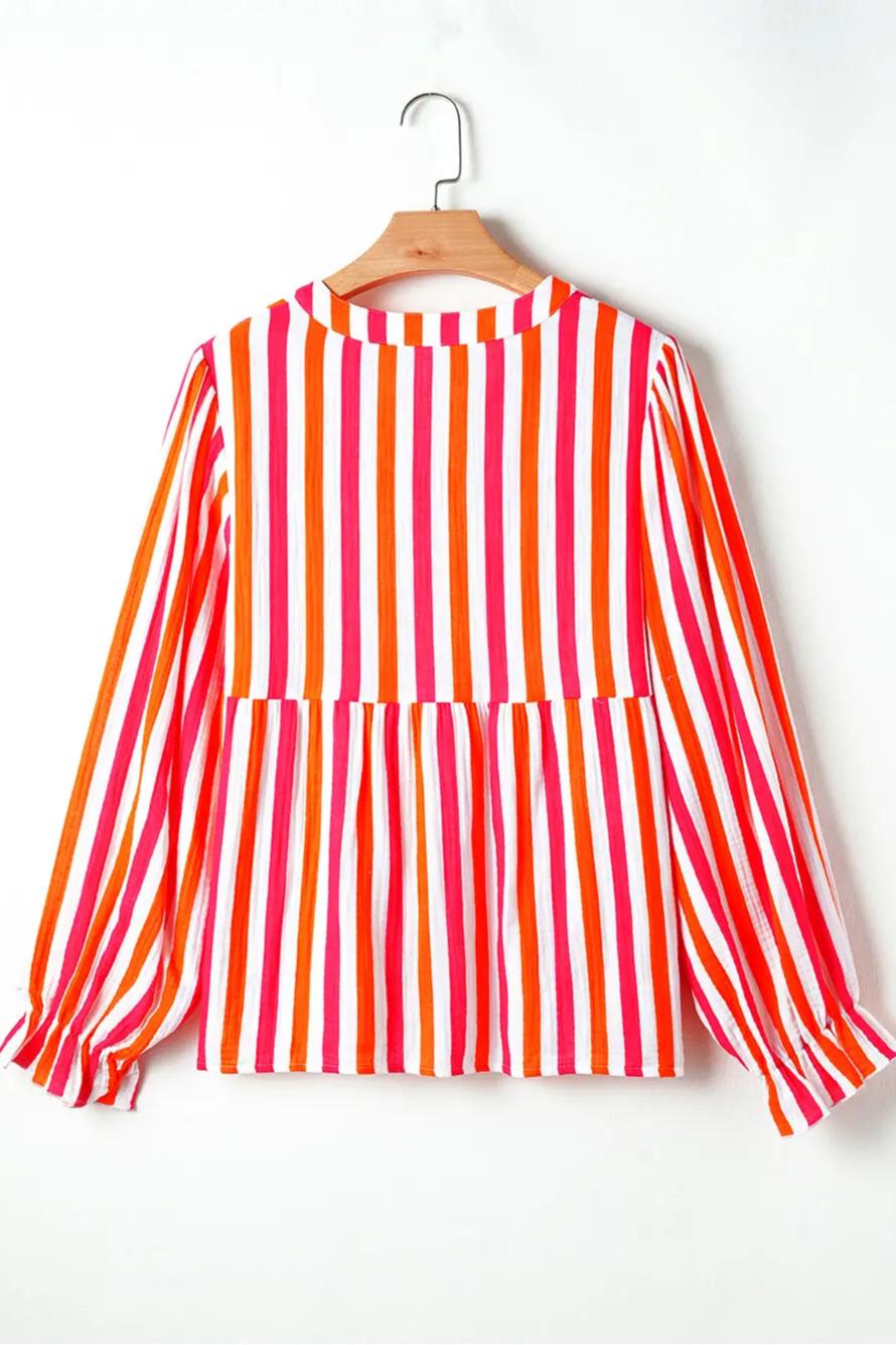 Sunset Stripes Balloon Sleeve Blouse Product Image