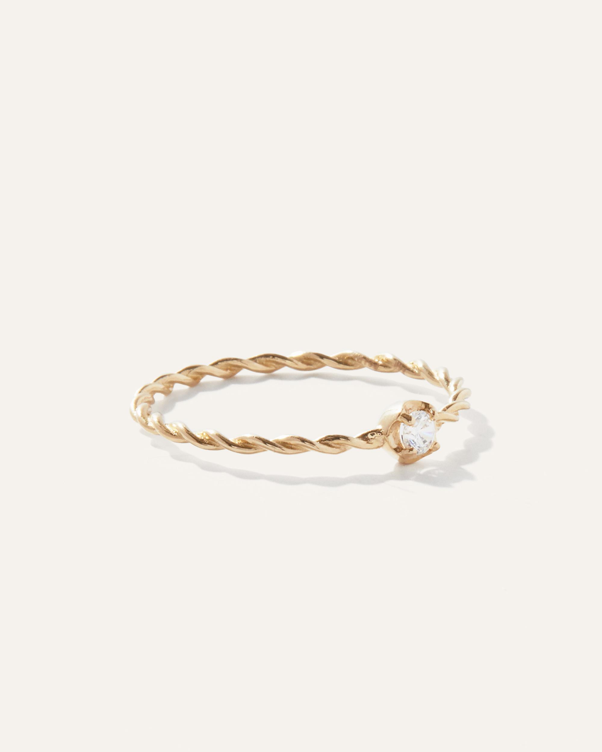 Quince | Women's 14K Gold Solo Diamond Twist Ring Product Image