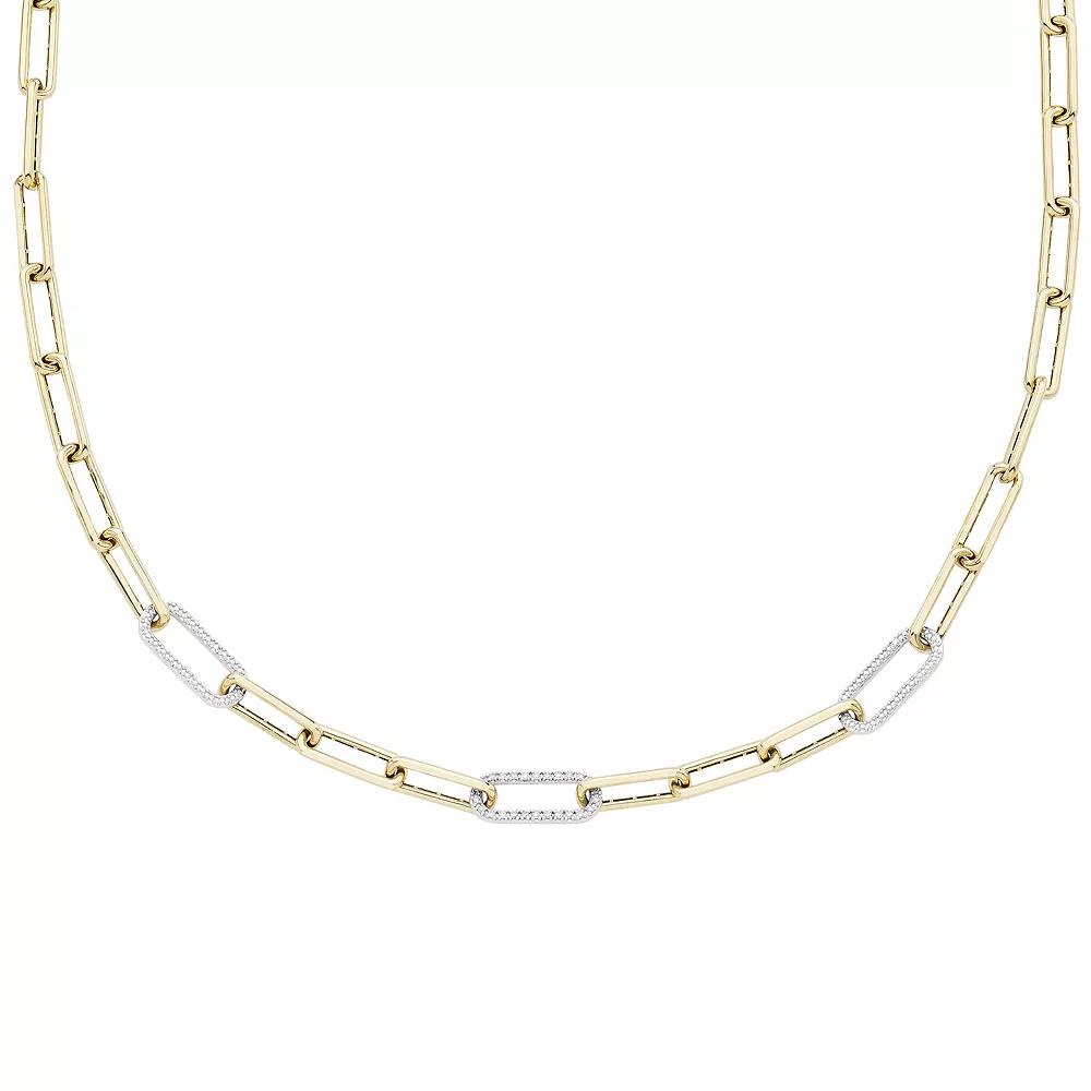 Boston Bay Diamonds 14k Gold Over Sterling Silver 1/10 Carat T.W. Diamond Chain Link Necklace, Womens Gold Tone Product Image