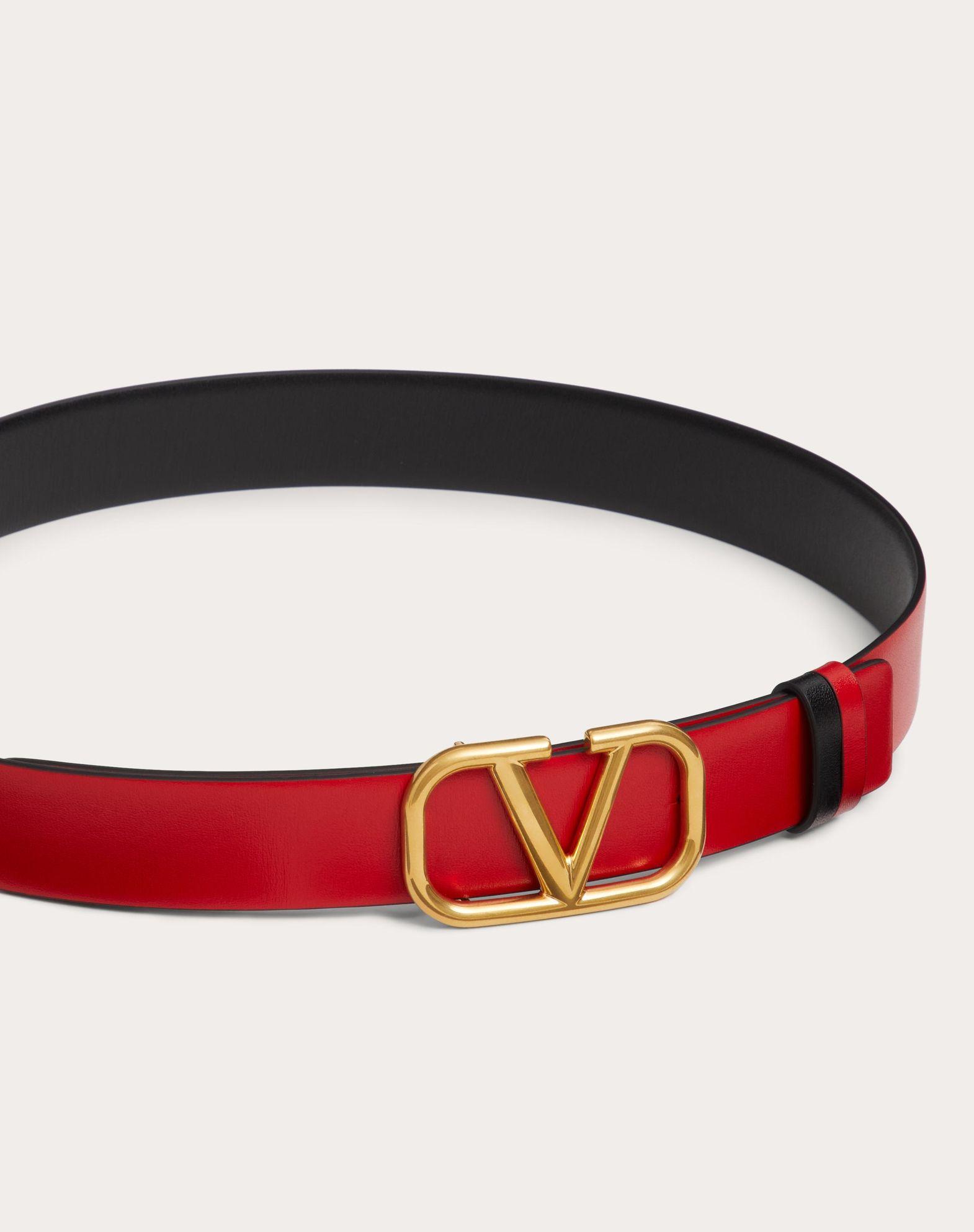 Reversible Vlogo Signature Belt In Glossy Calfskin 30 Mm Product Image