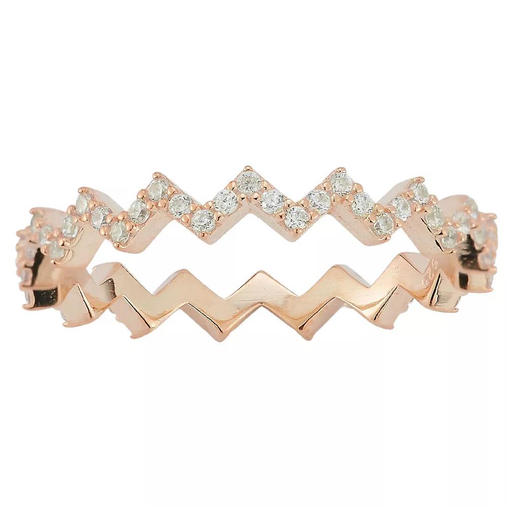 Sunkissed Sterling Sterling Silver Cubic Zirconia Zigzag Ring, Women's, Size: 8, Rose Gold Tone Product Image