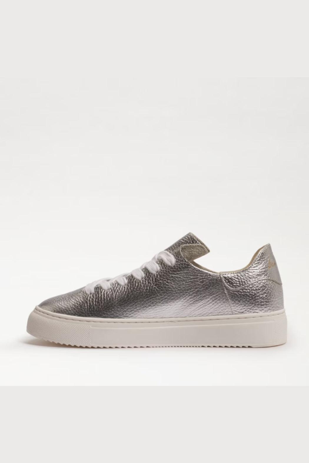 Poppy Lace Up Sneaker- Silver Leather Product Image