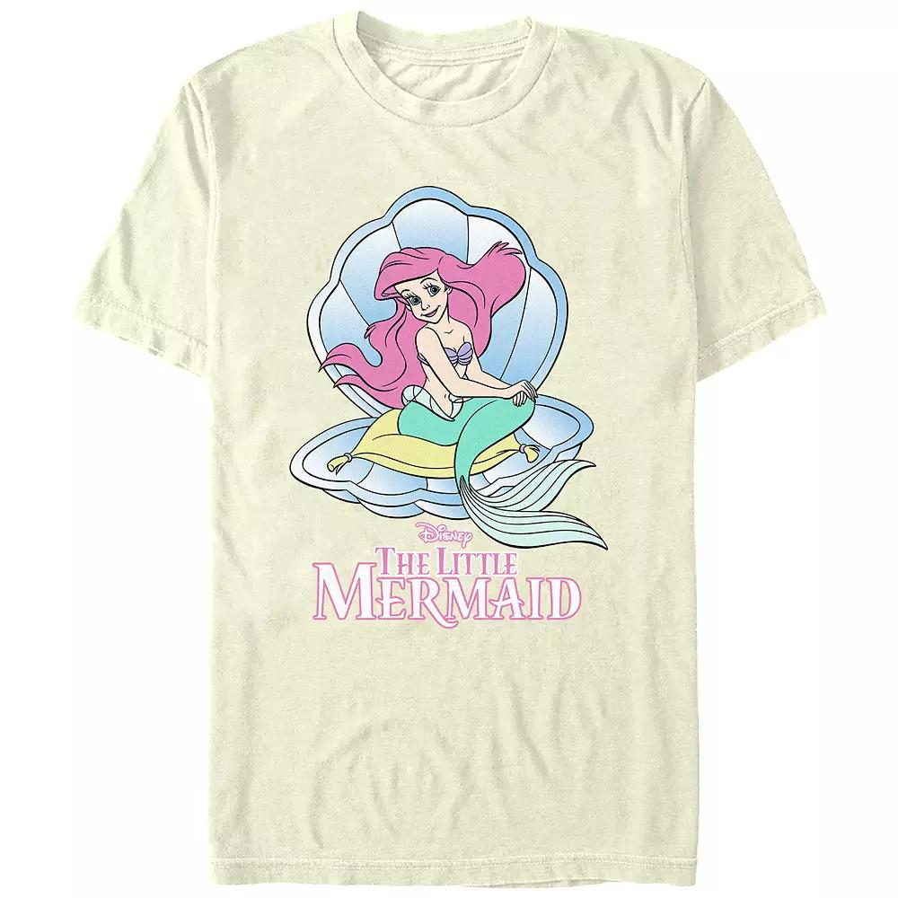 Disney's The Little Mermaid Ariel In A Shell Juniors' Boyfriend Graphic Tee, Women's, Size: Medium, Natural Product Image