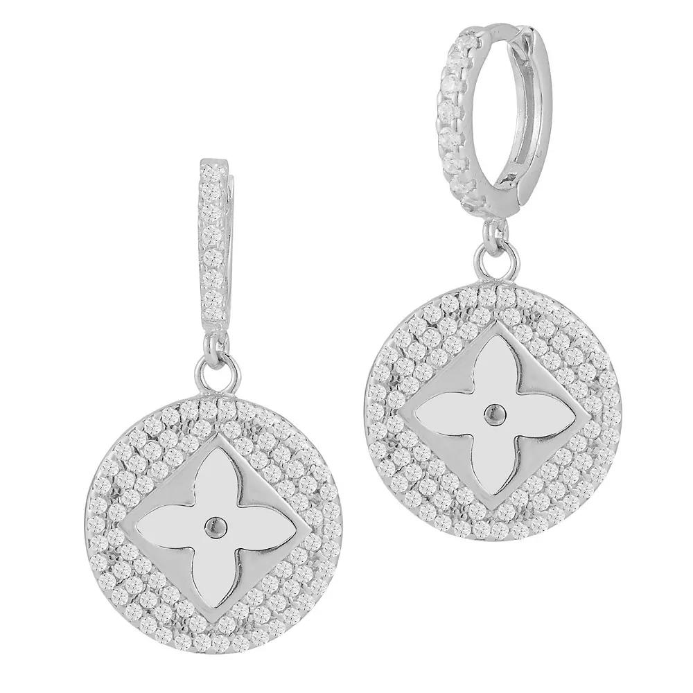 Sunkissed Sterling Gemstone & Cubic Zirconia Clover Earrings, Women's, Silver Tone White Product Image