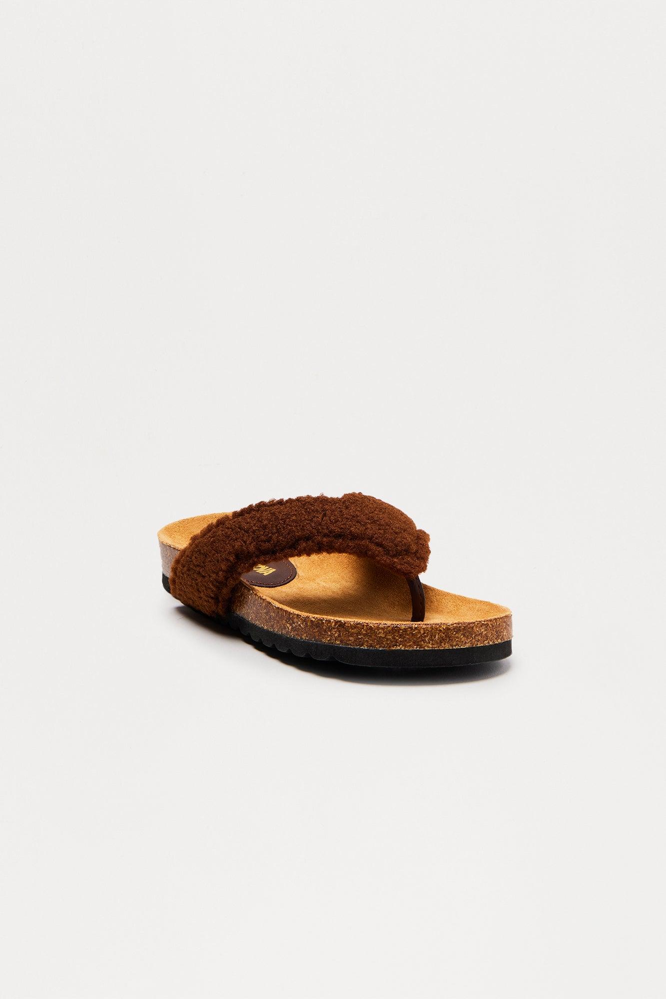 Keanu Sherpa Flip Flops - Chocolate Female Product Image