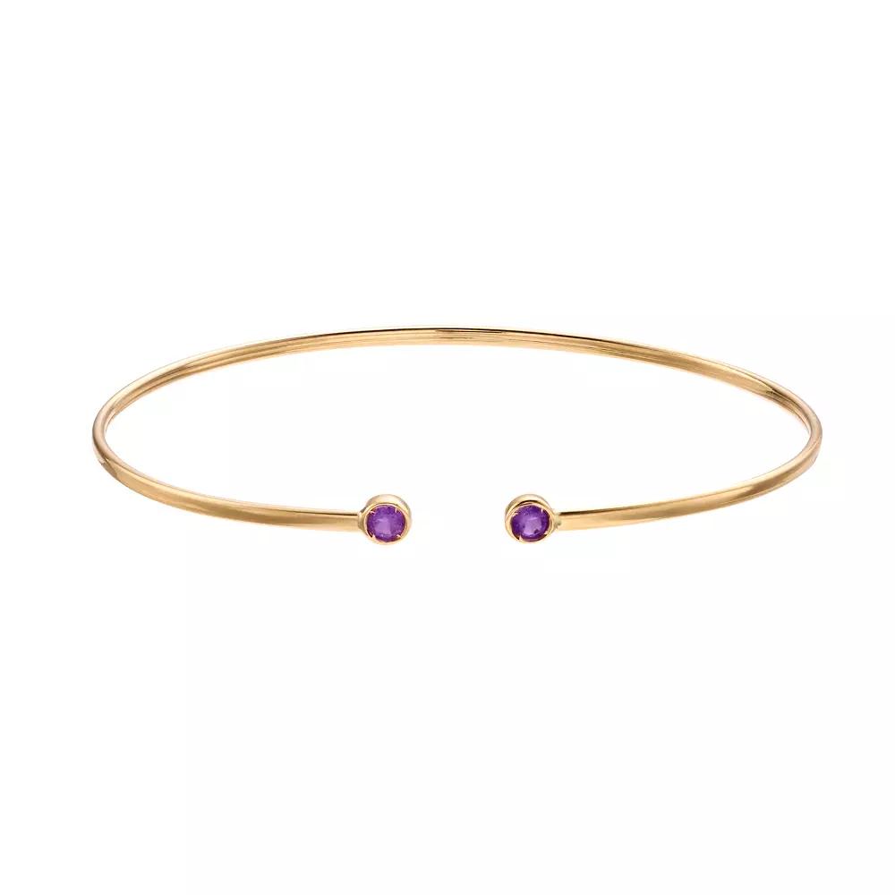 14k Gold Amethyst Cuff Bracelet, Women's Product Image