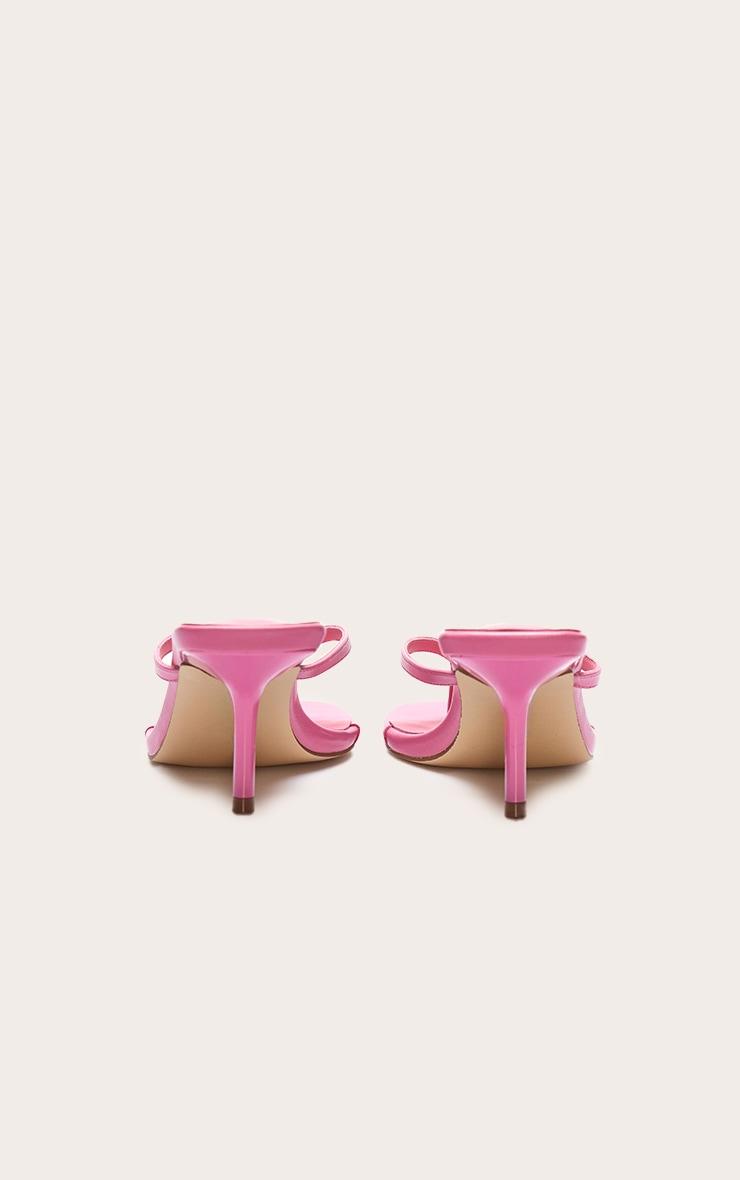 Pink Pu Square Toe Thong Mid Stiletto Heeled Mules Product Image
