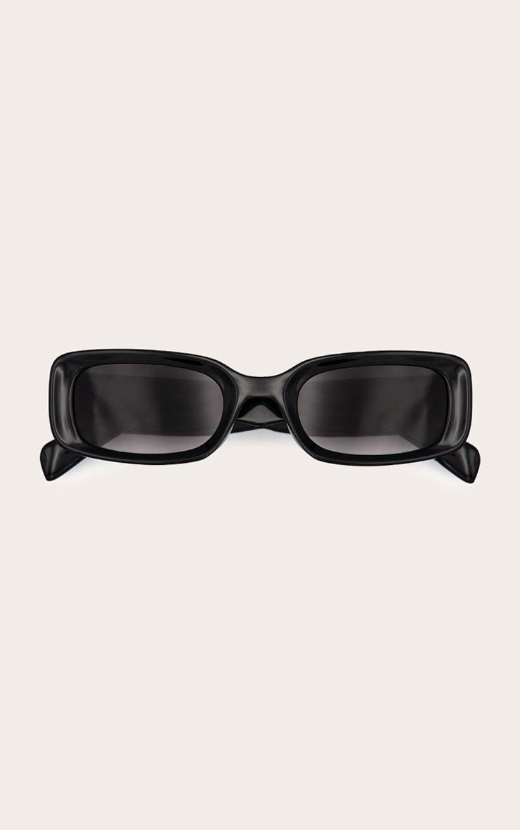 Black Rectangular Slim Frame Sunglasses Product Image