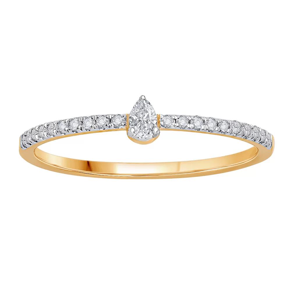 10k Gold 1/6 Carat T.W. Diamond Teardrop Stackable Ring, Women's Product Image