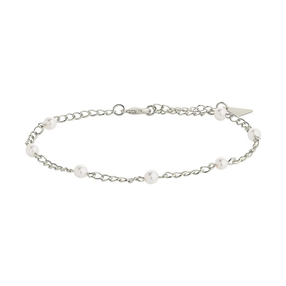 MC Collective Faux Pearl Station Anklet, Women's, Silver Tone Product Image
