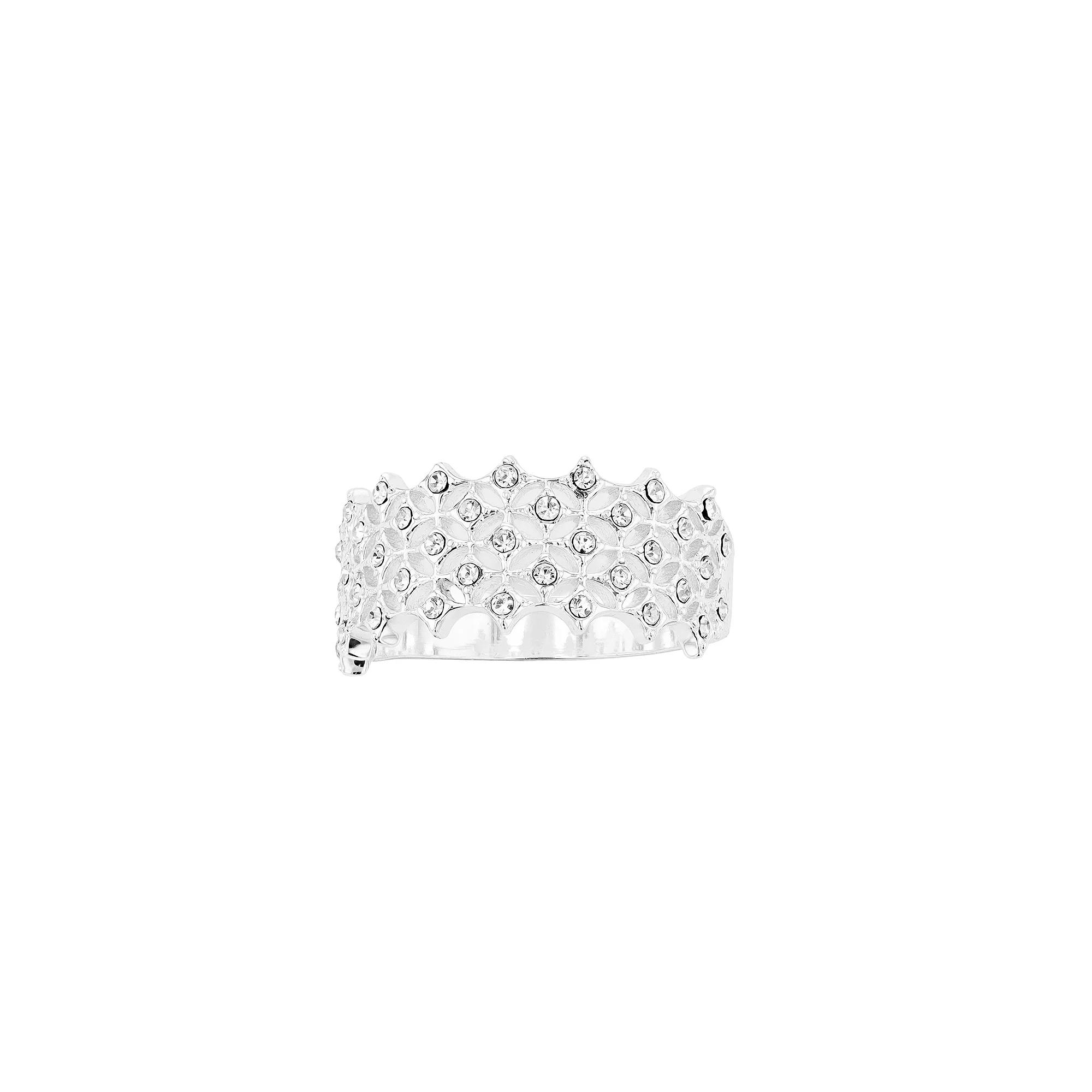 Brilliance Silver Tone Crystal Openwork Ring, Women's,  Product Image