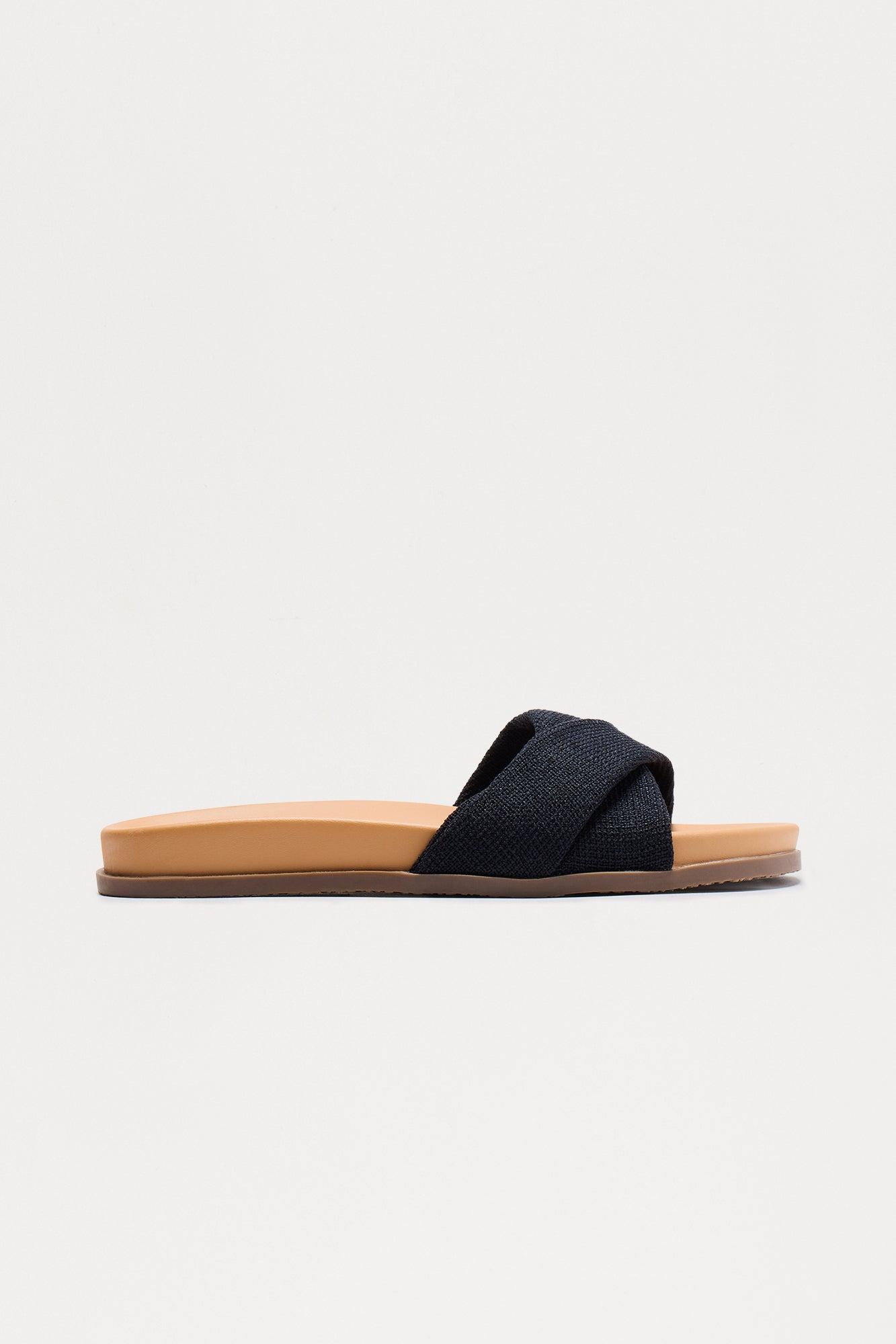 Taura Faux Leather Slip On Sandals - Black Product Image