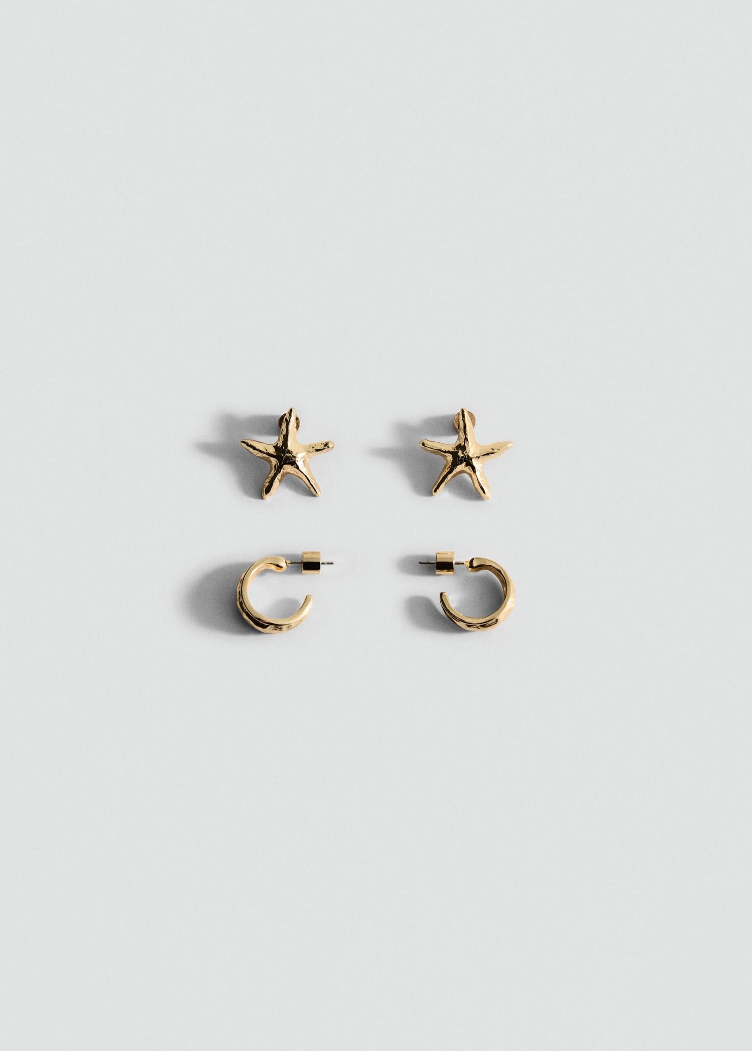 Set of combined textured earrings - Women | MANGO USA Product Image