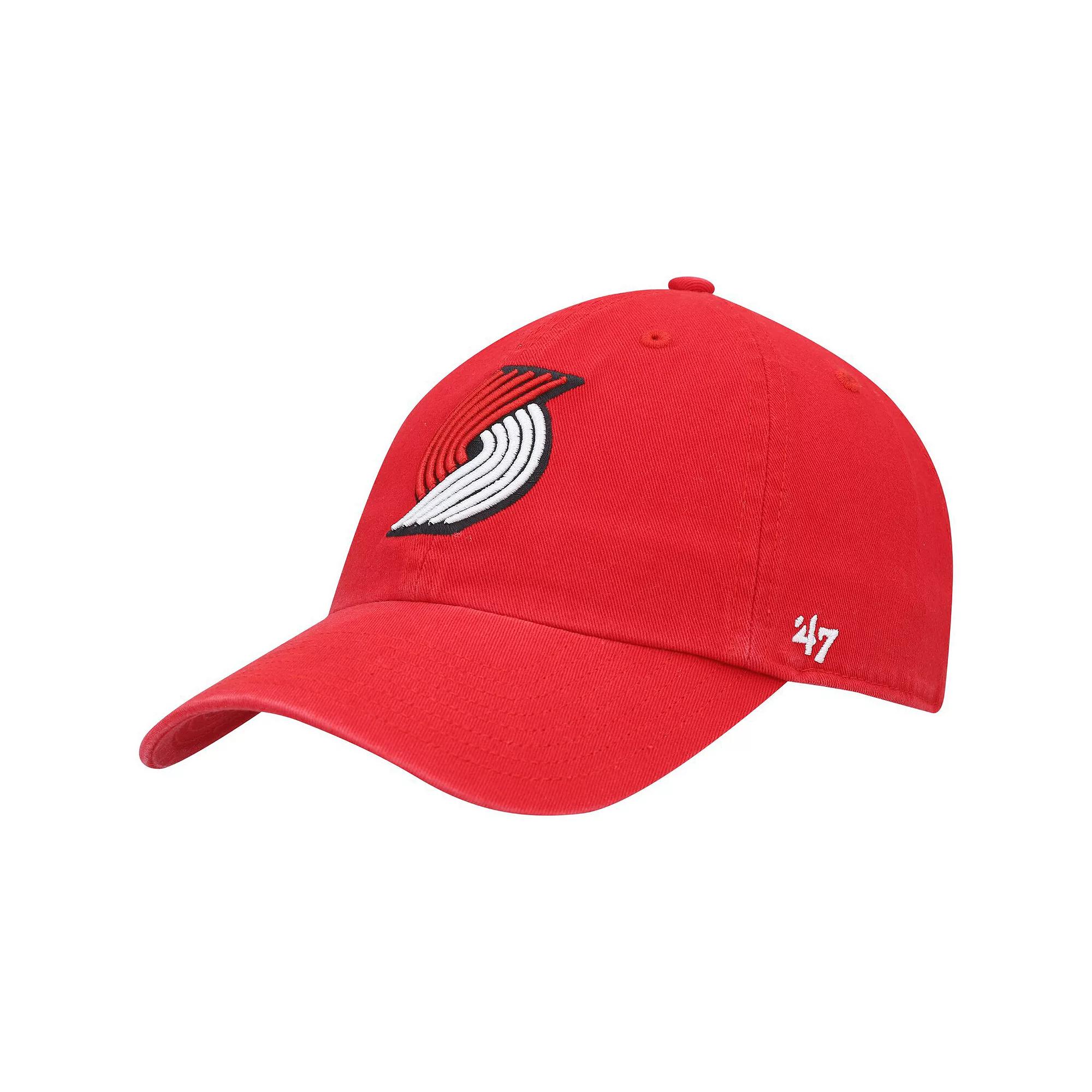 Men's '47 Red Portland Trail Blazers Logo Clean Up Adjustable Hat Product Image
