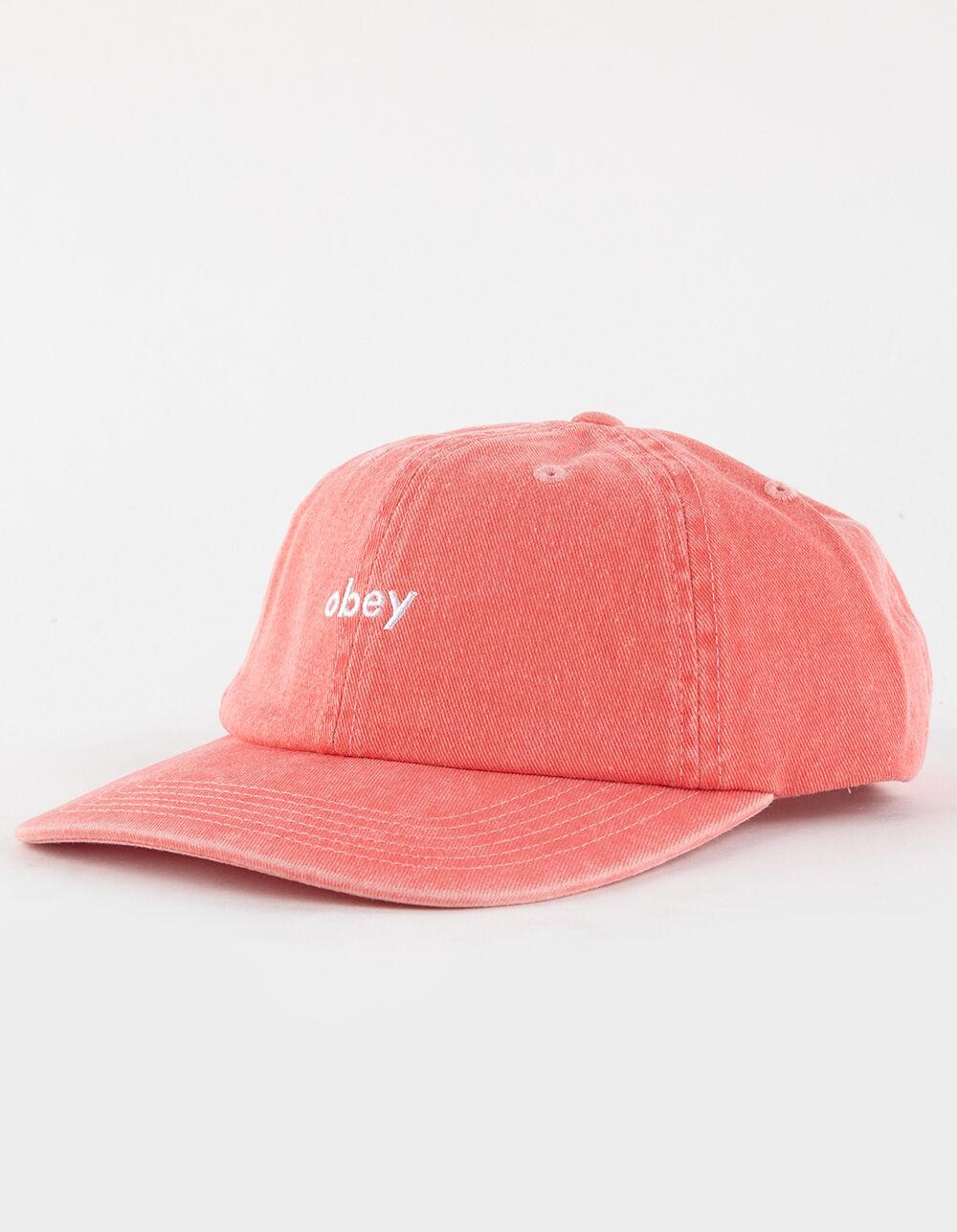 OBEY Pigment Lowercase 6 Panel Mens Strapback Hat - PINK Product Image