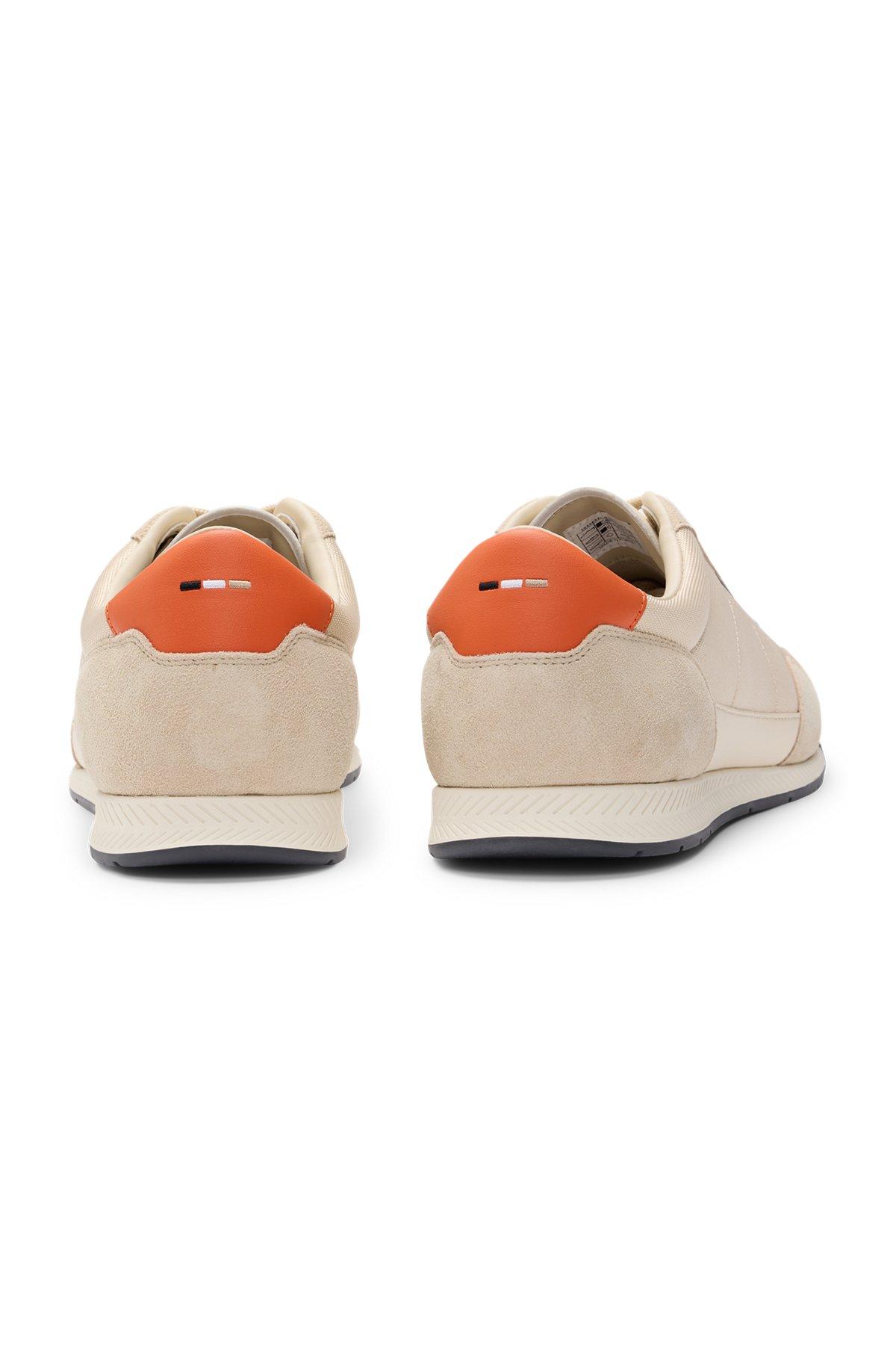 Mixed-material lace-up trainers with suede trims Product Image