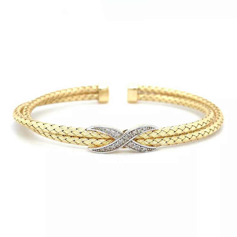 Meshmerise Sterling Silver 1/5 Carat T.W. Diamond Infinity Symbol Cuff Bracelet, Women's, Size: 7", Gold Tone Product Image