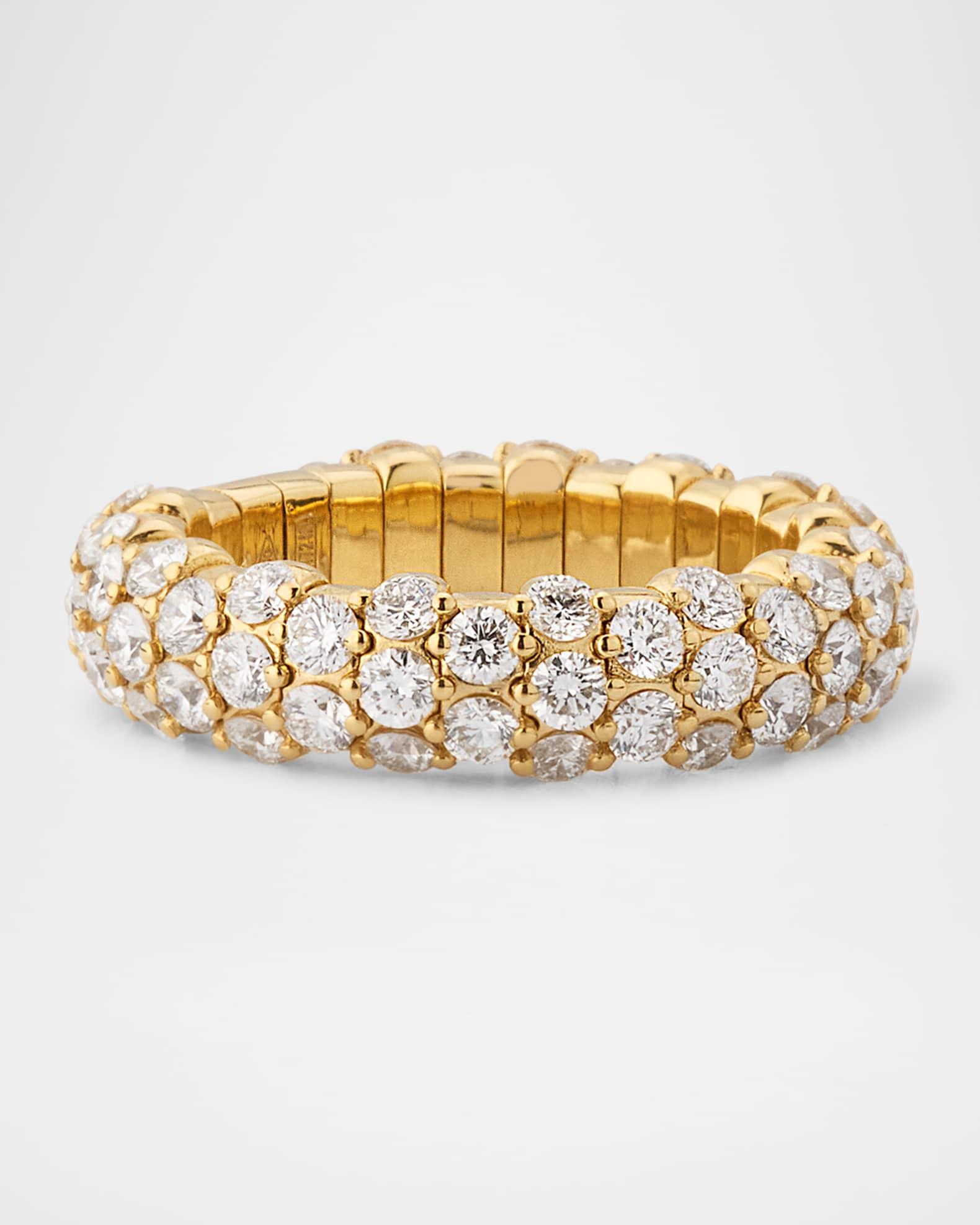 18K Yellow Gold Stretch Ring with Diamonds, Size 6 Product Image