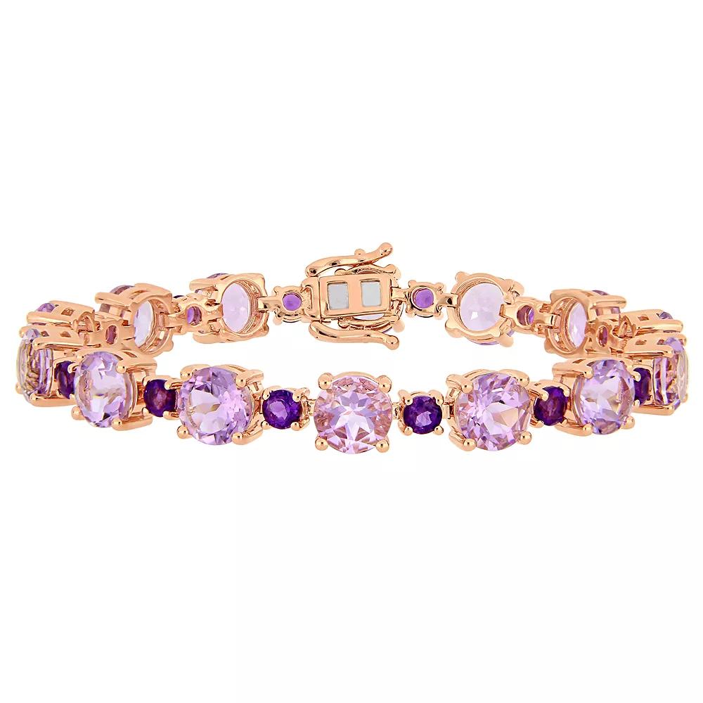 Stella Grace Rose Plated Sterling Silver Rose de France & Amethyst Bracelet, Women's, Size: 7.25", Pink Tone Product Image