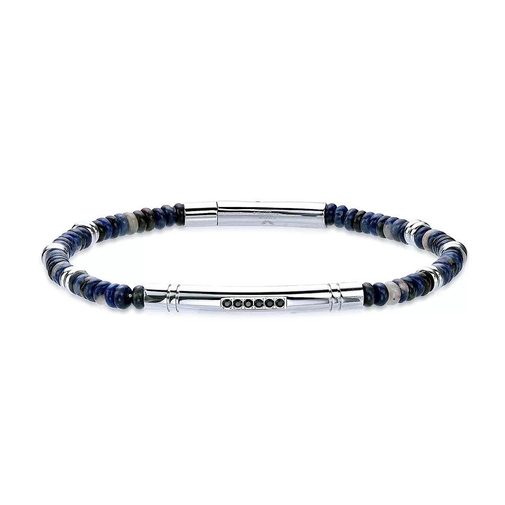 Men's LYNX Stainless Steel Stone Bead Bracelet, Size: 8.5", Sodalite Product Image