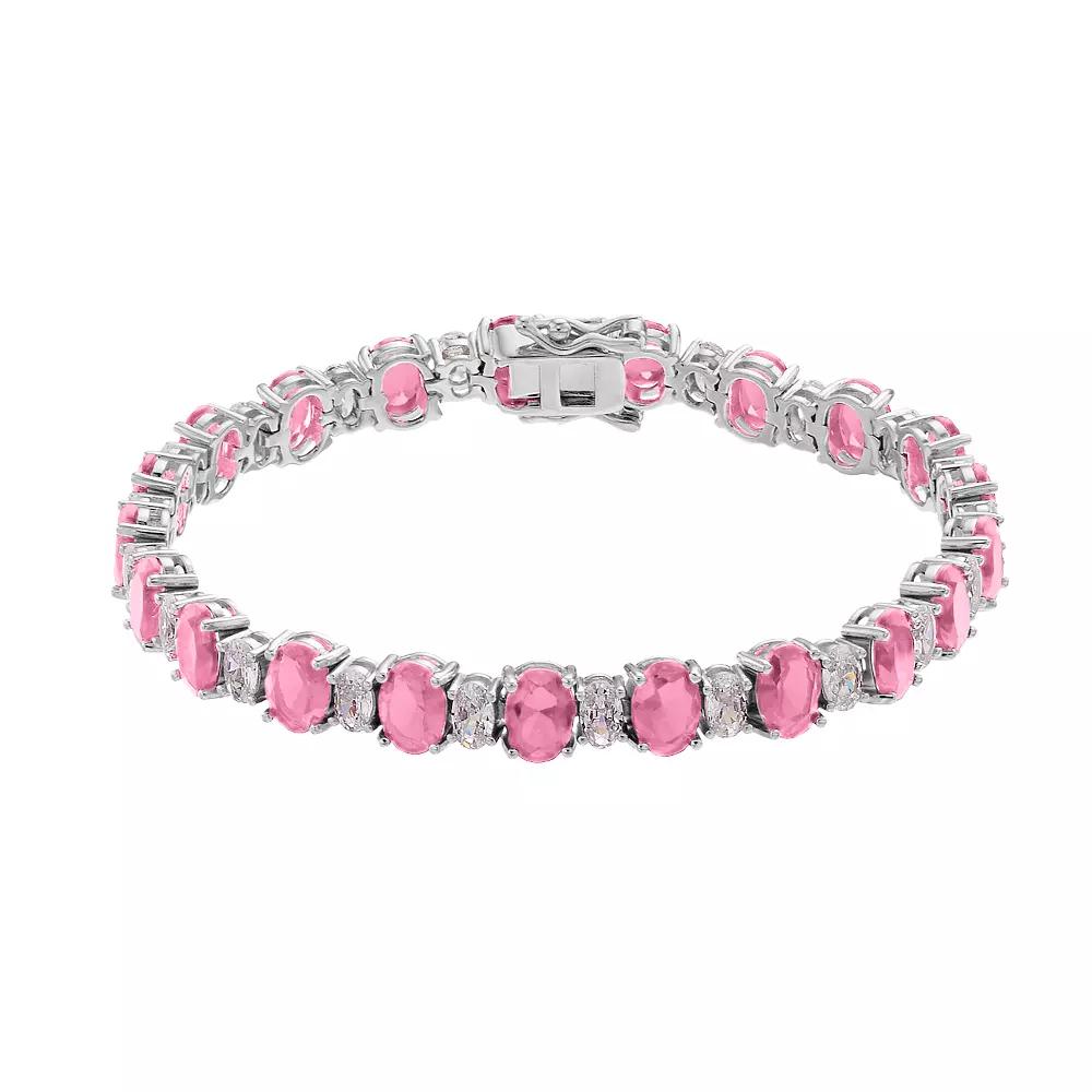 Sterling Silver Oval Cubic Zirconia Tennis Bracelet, Women's,  Product Image