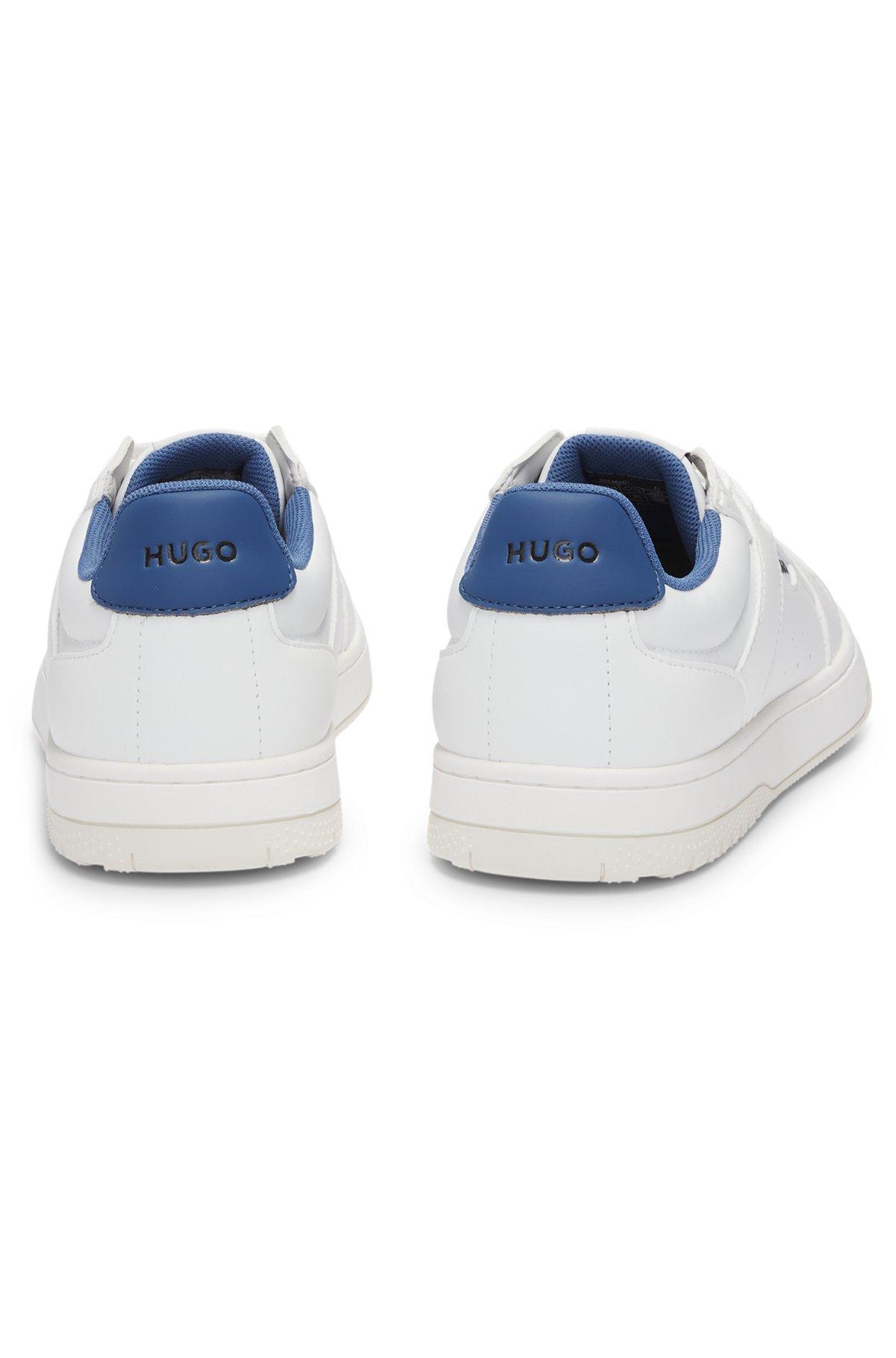 Faux-leather lace-up trainers with logo details Product Image