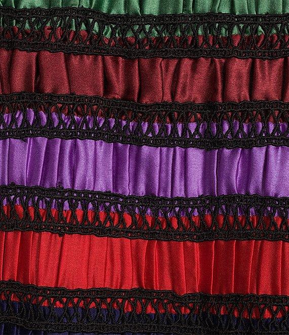 COREY LYNN CALTER Orion Woven Stripe Pattern Boat Neck Long Sleeve Shift Dress Product Image