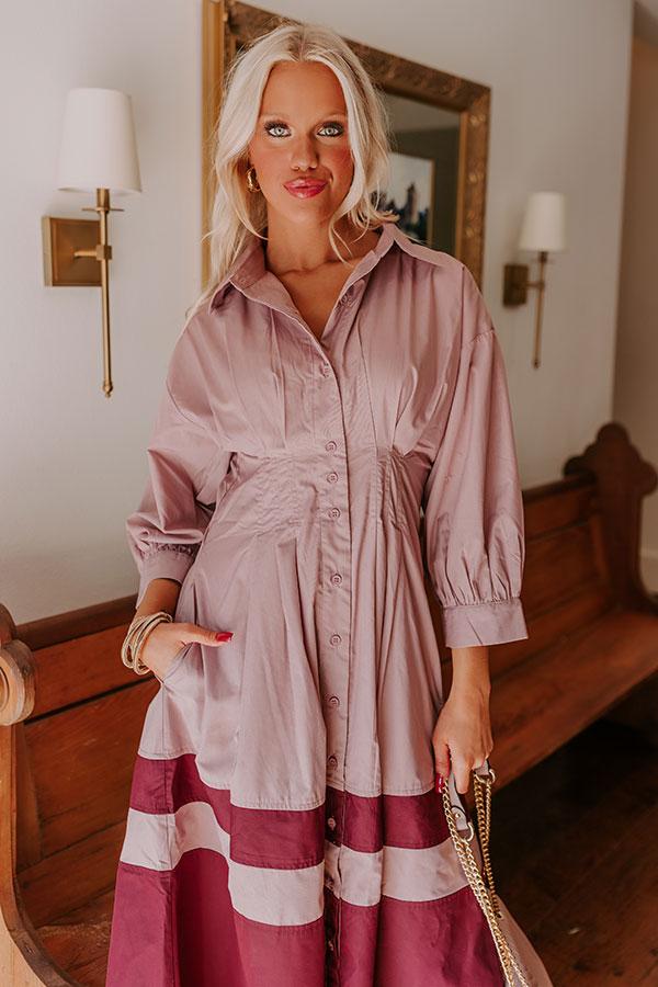 Hopeless Romantic Button Down Midi in Dusty Purple Product Image