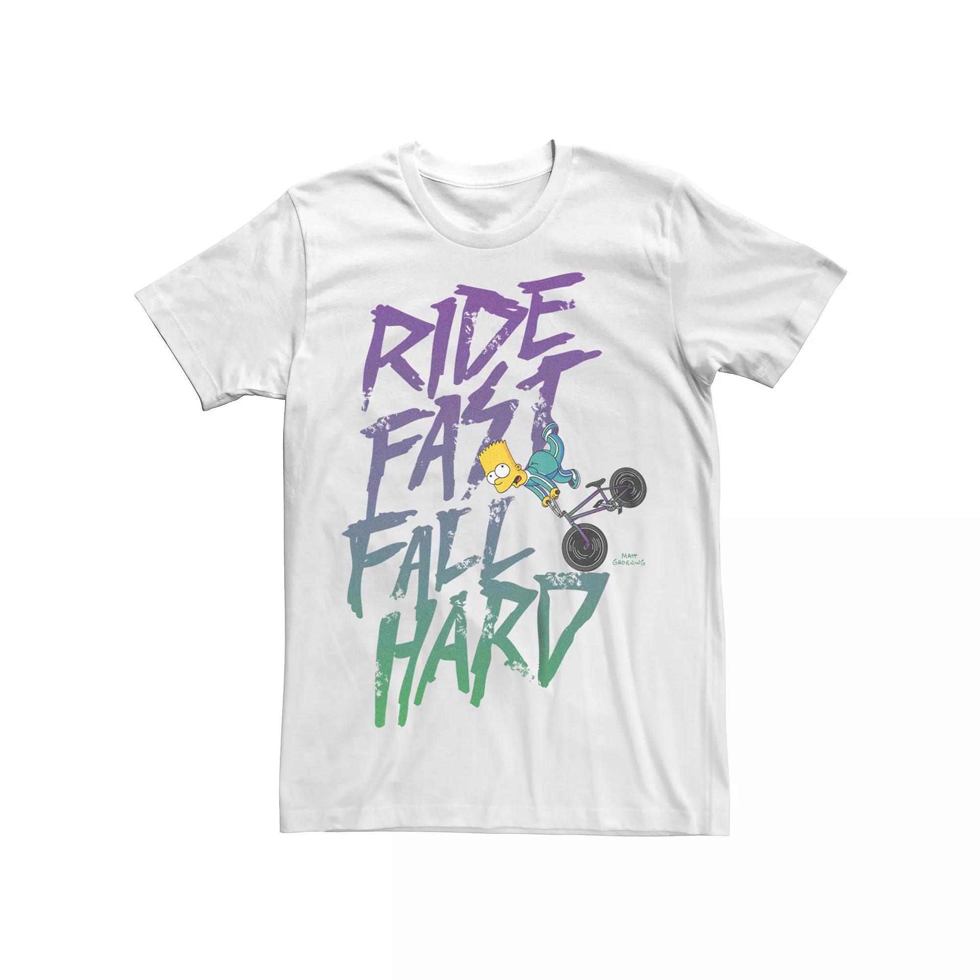 Men's The Simpsons Bart Ride Fast Graphic Tee, Size: XS, White Product Image