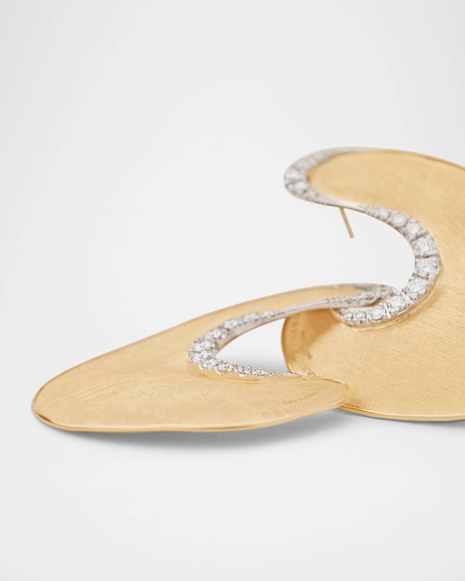 18K Gold U Shape Earrings with Diamonds Product Image