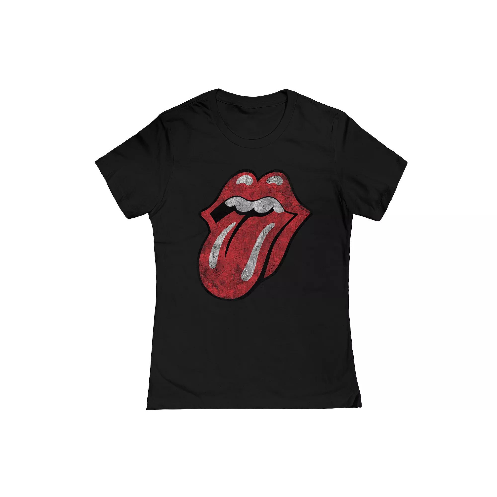 Juniors' Rolling Stones Tongue USA Graphic Tee, Girl's, Size: Medium, Black Product Image