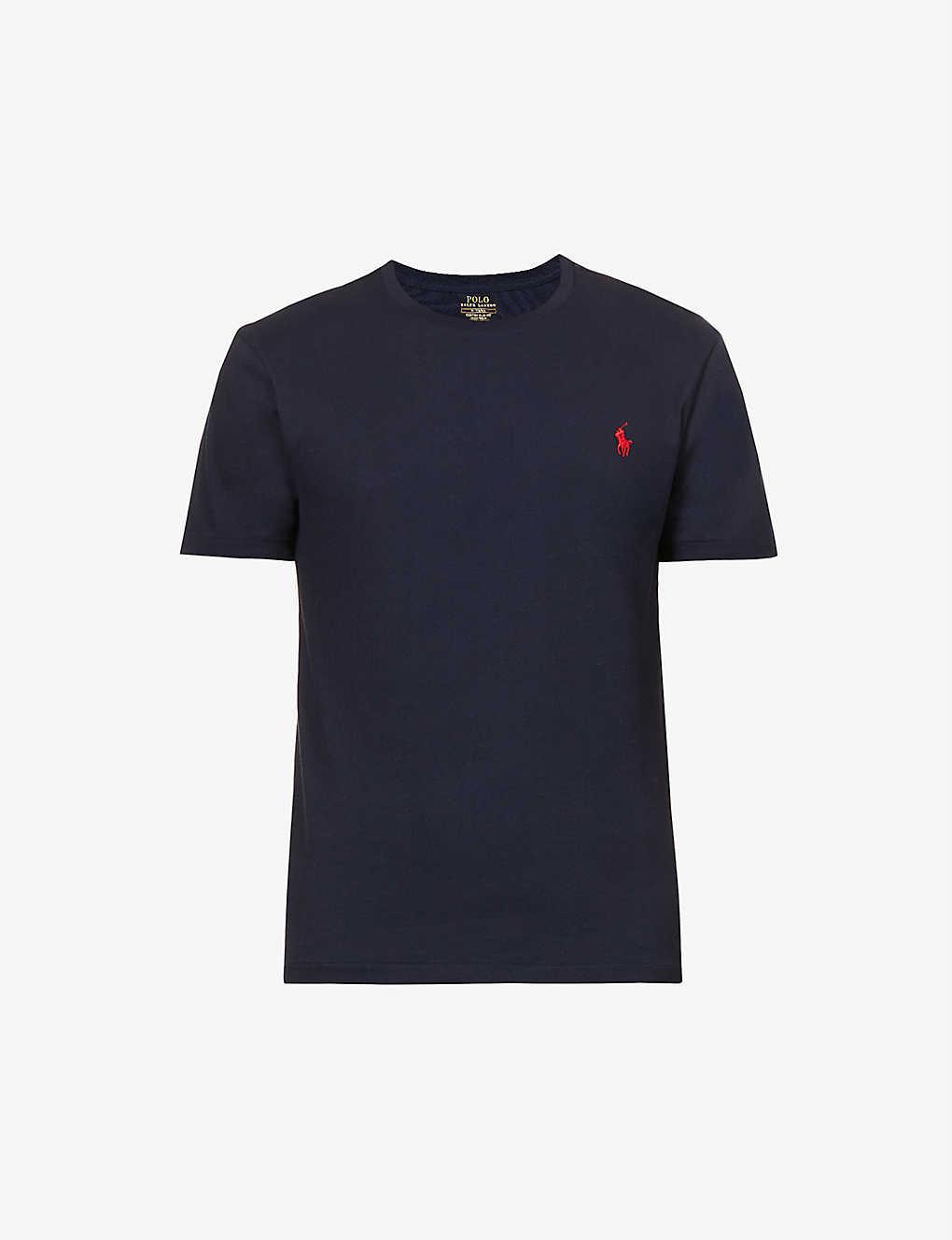 POLO RALPH LAUREN Slim-fit Logo-embroidered Cotton-jersey T-shirt In Navy Product Image
