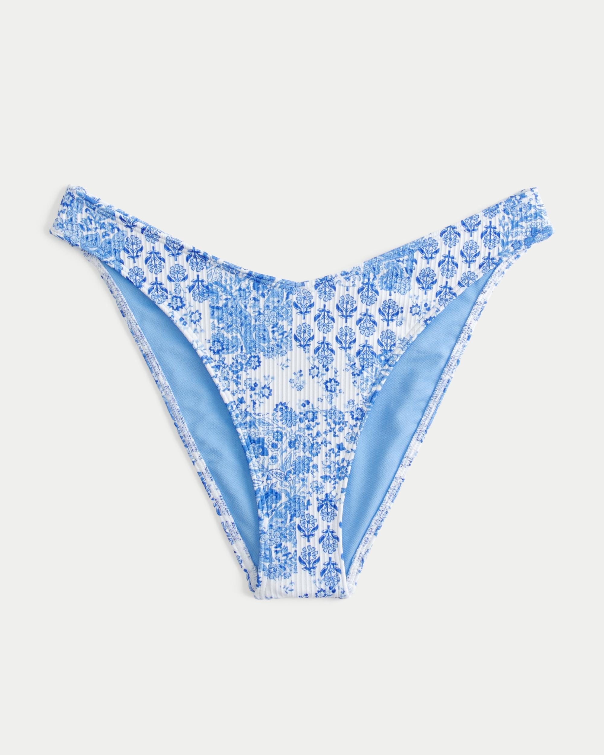 Ribbed High-Leg Cheeky Bikini Bottom Product Image