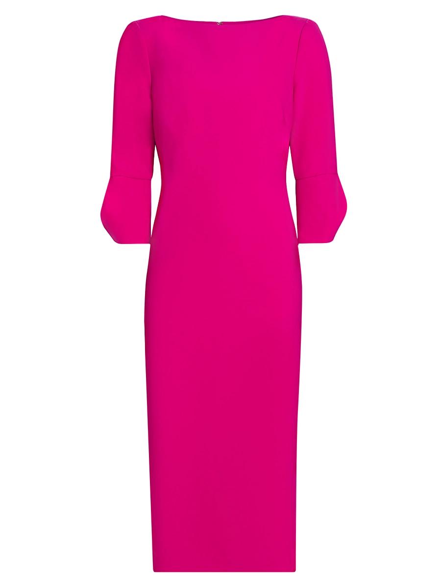 Womens Crepe Boatneck Midi-Dress Product Image