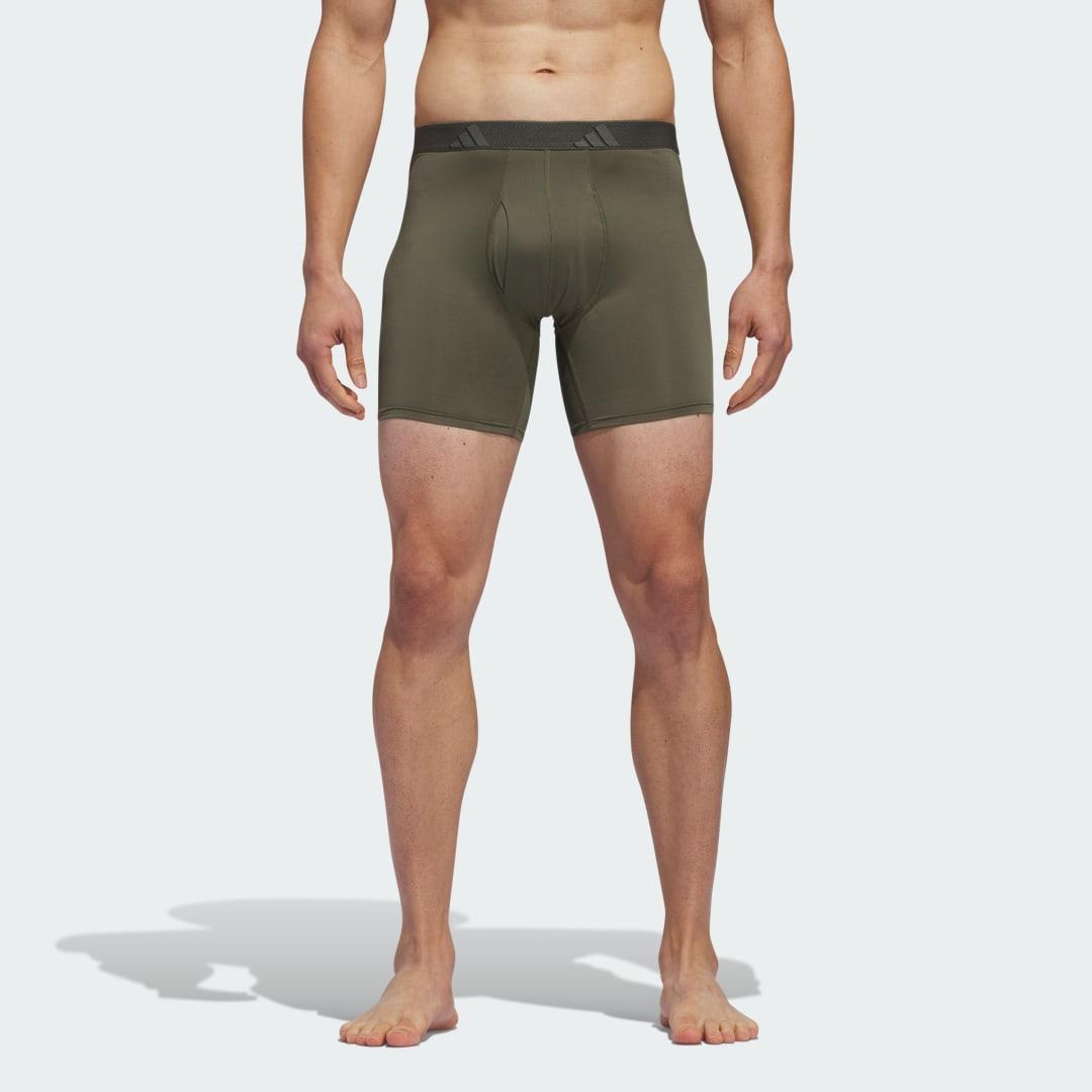 adidas Microfiber Boxer Briefs 3-Pack Strong Olive S Mens Product Image