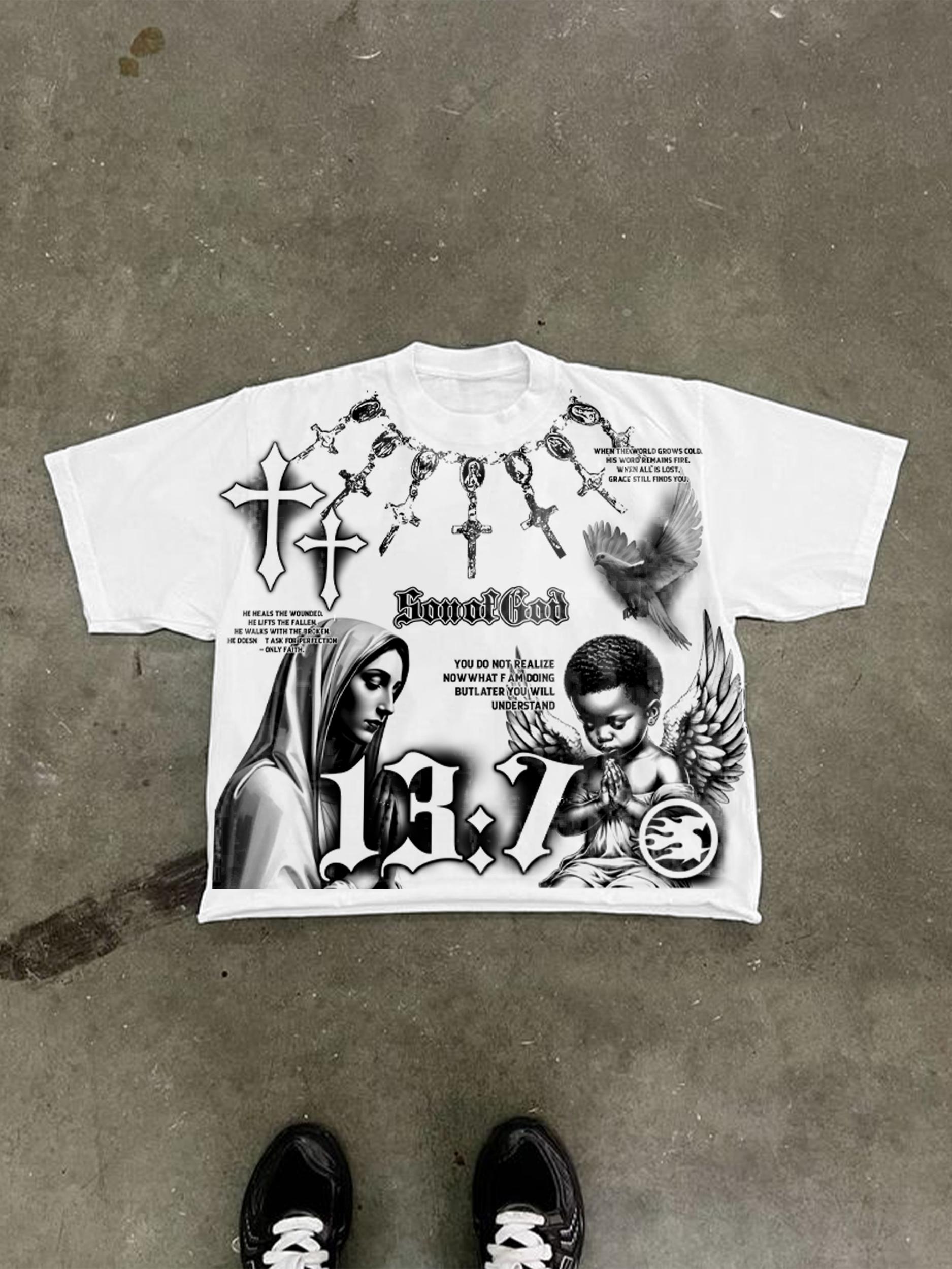 Son Of God Virgin Bible Y2k Vintage Graffiti Graphic Cropped T-shirt Product Image