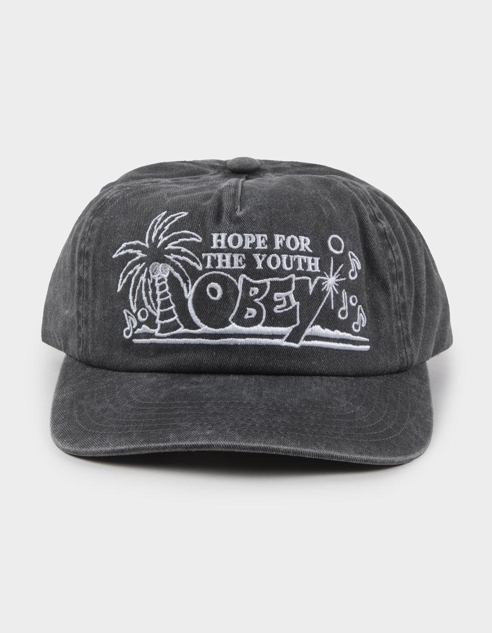 OBEY Hope Pigment 5 Panel Strapback Hat - BLACK Product Image