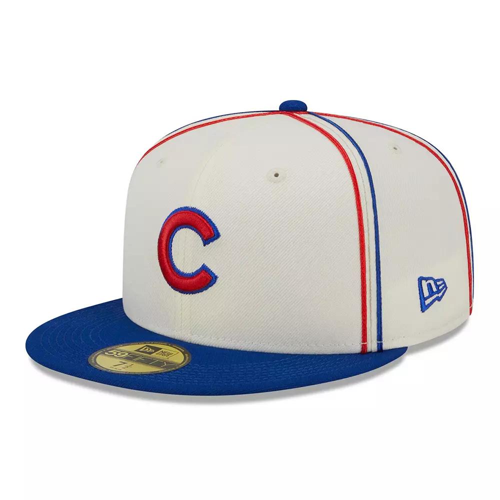Men's New Era Cream/Royal Chicago Cubs Chrome Sutash 59FIFTY Fitted Hat,  Product Image