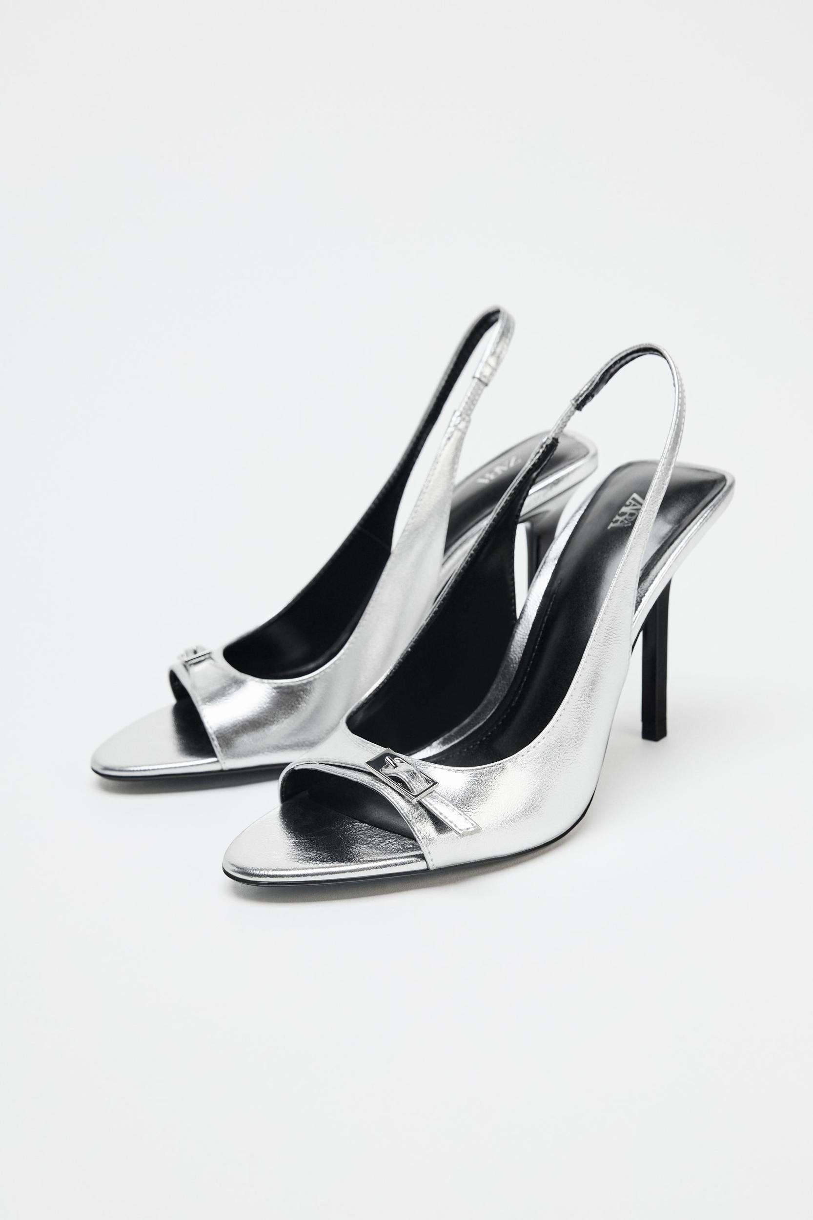 METALLIC EFFECT HEELED SANDALS Product Image