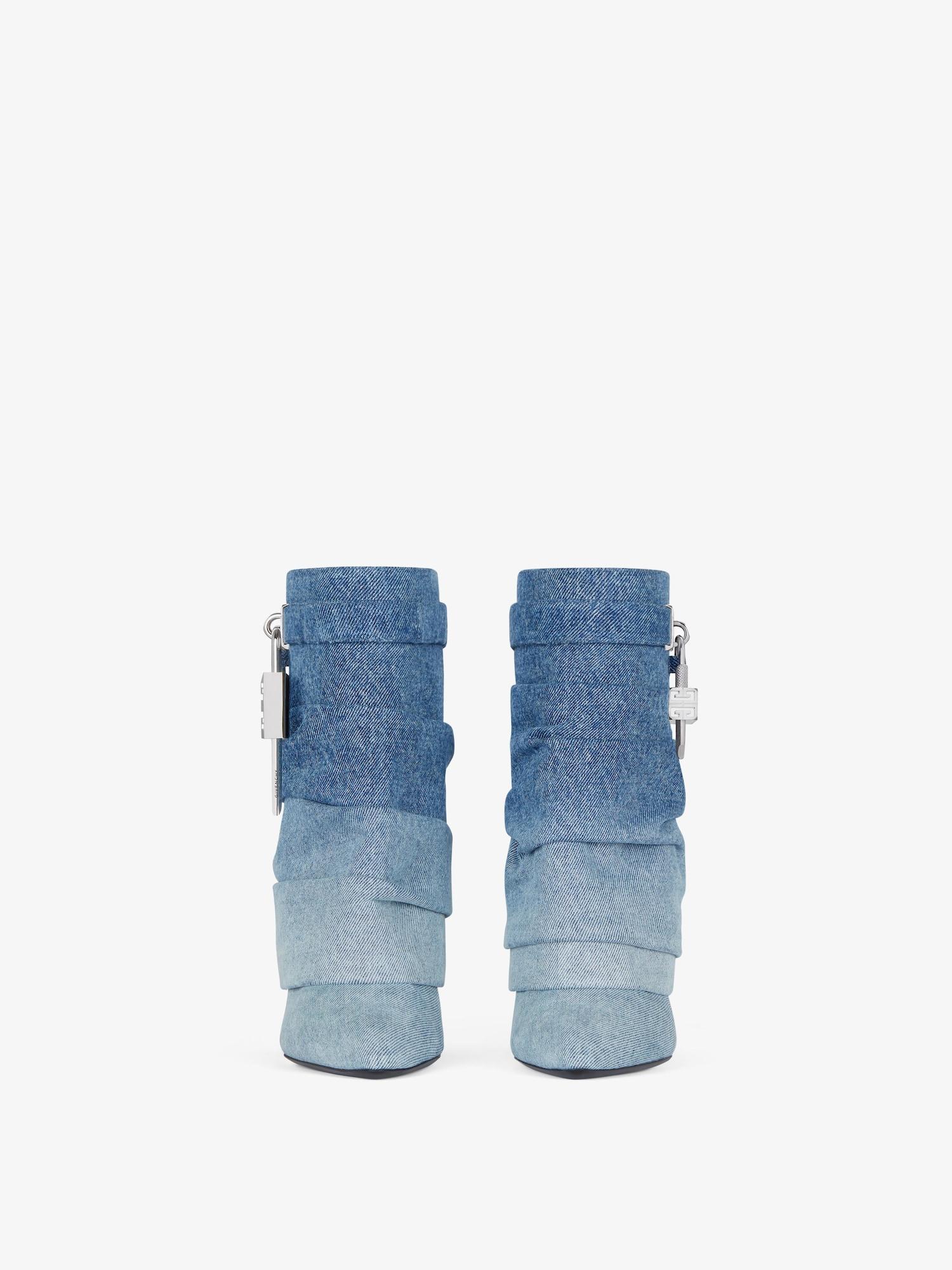 Shark Lock Stiletto ankle boots in gradient denim Product Image