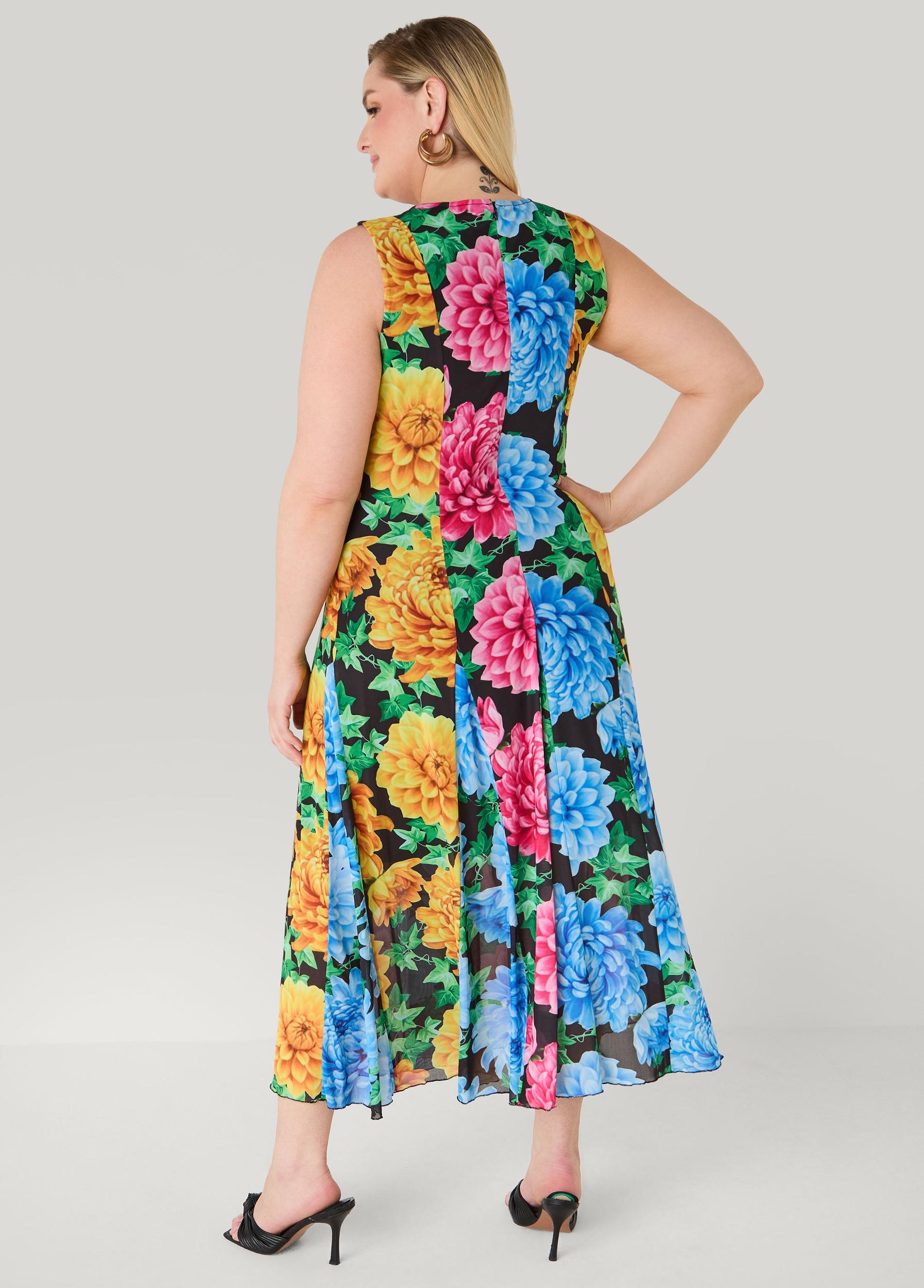 Tall Floral Print Mesh Maxi Dress Product Image