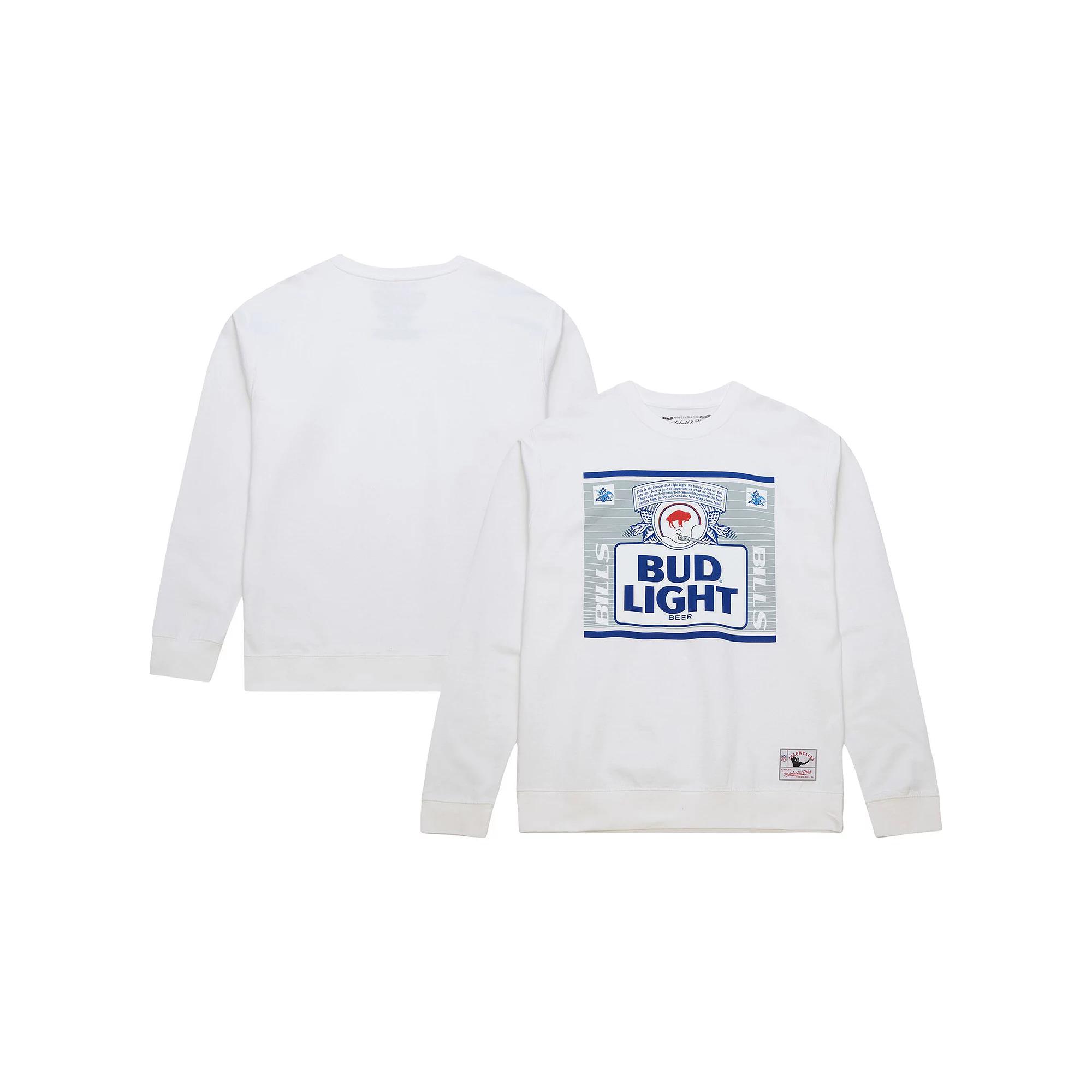 Men's Mitchell & Ness x Bud Light White Buffalo Bills The Crest Pullover Sweatshirt,  Product Image