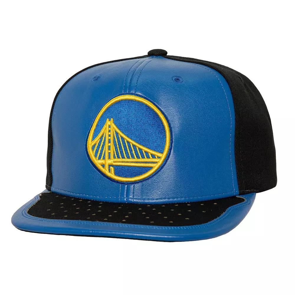 Men's Mitchell & Ness Black/Royal Golden State Warriors Day One Snapback Hat, Blue Product Image