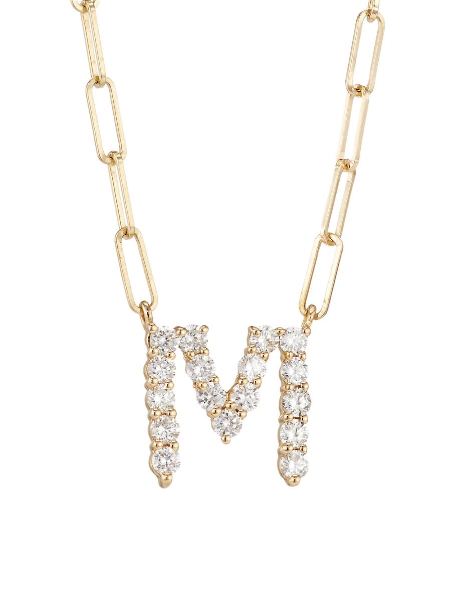 Womens 14K Yellow Gold & 0.40 TCW Diamond Large Initial Pendant Necklace Product Image